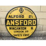 An early AA circular road sign for Ansford, 'Wincanton 6 miles', by Franco with some retouching, 30"