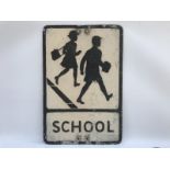 A rectangular aluminium road sign - School, 14 x 21".