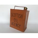 A rare Scottish Oil Agency two gallon petrol can with original SOA brass cap, stamped J.G.C,