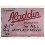 An Aladdin Paraffin for all Lamps and Stoves double sided enamel sign with hanging flange, 18 x