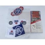 A selection of RAC cloth badges, key etc.