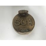 A Scottish Oil Association (SOA) brass two gallon petrol can cap.