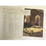 An Alfa-Romeo 2500 leaflet, specification sheet and compliment slip.