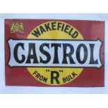 A good Wakefield Castrol 'R' Bulk with one royal coat of arms to the corner, rectangular enamel sign