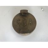 A Scottish Oil Association (SOA) brass two gallon petrol can cap.