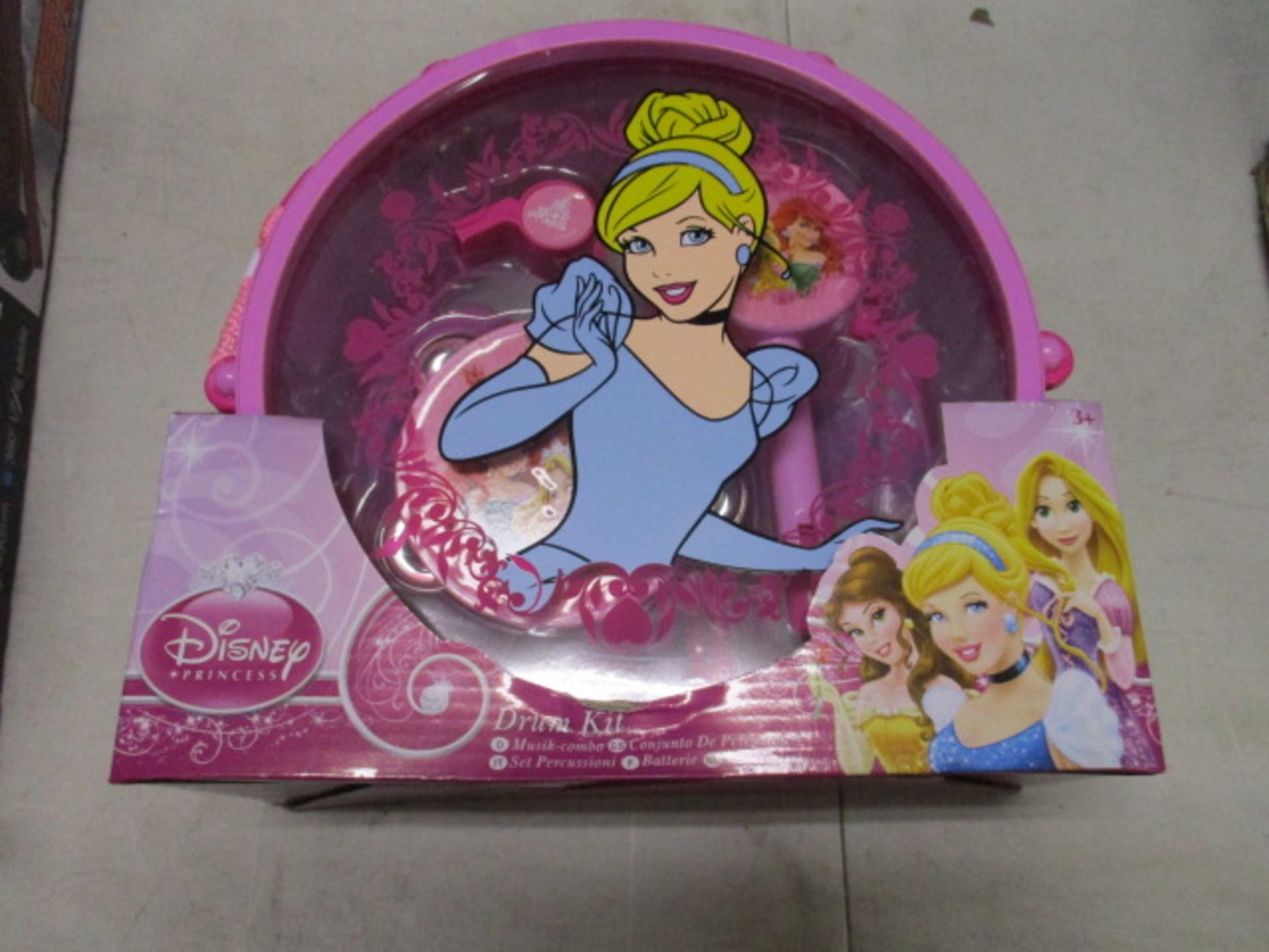 New and sealed Disney princess drum set contains drum and sticks , flute, castanets, tambourine,