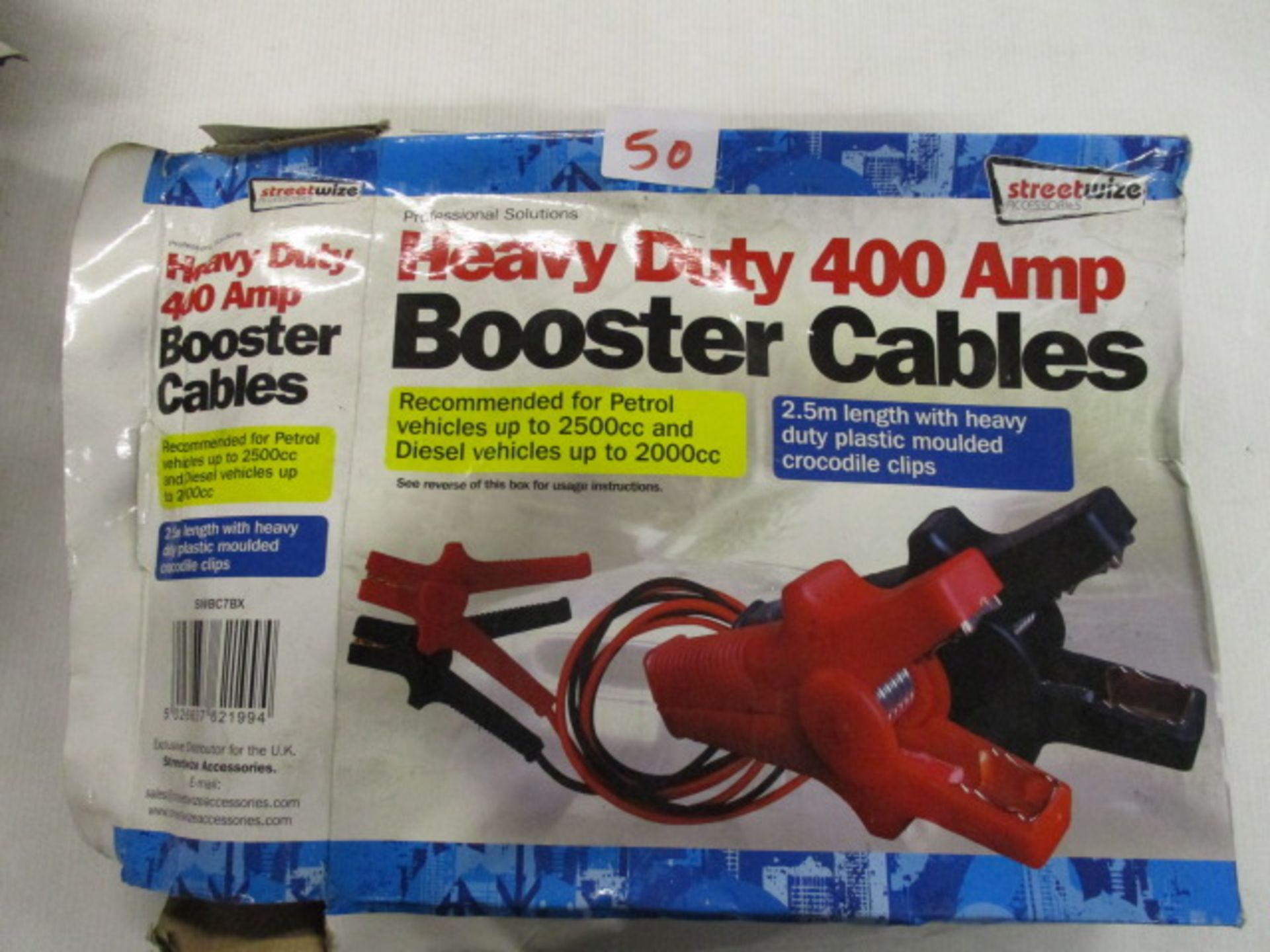 Heavy duty 400amp booster cables for petrol or diesel cars packaging may vary