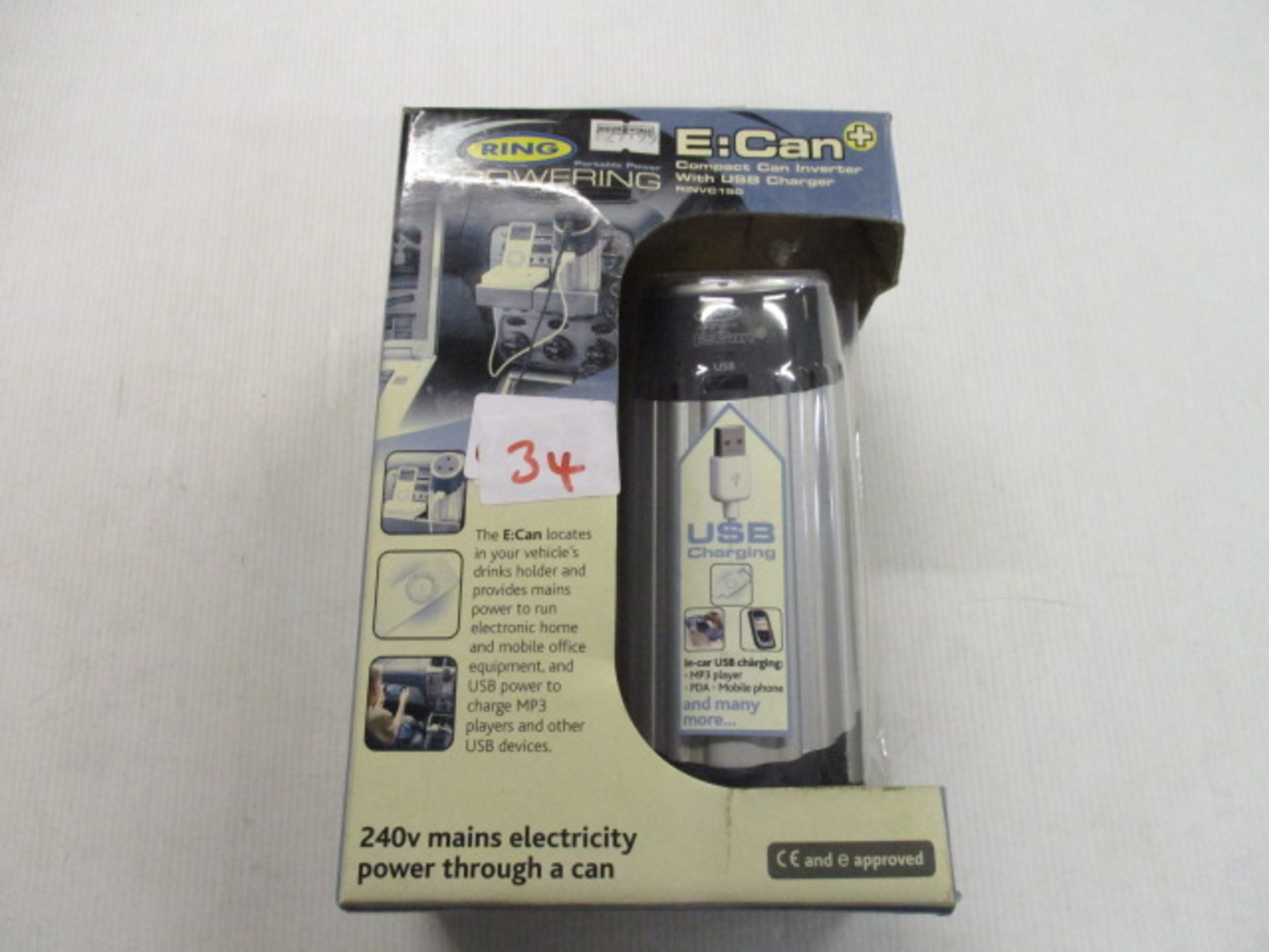 Ring new and sealed compact can invertor with usb charger