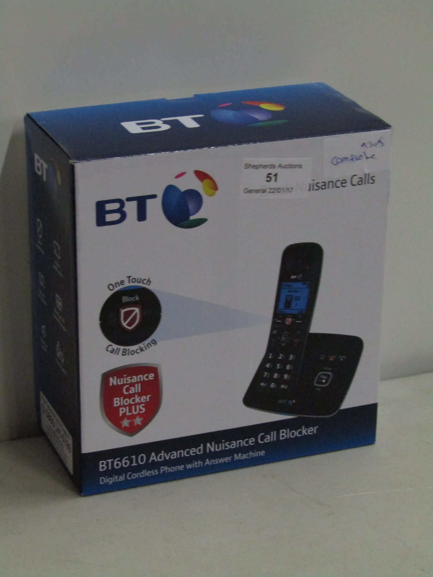 BT BT6610 advanced digital cordless phone with answering machine and nuisance call blocker, untested