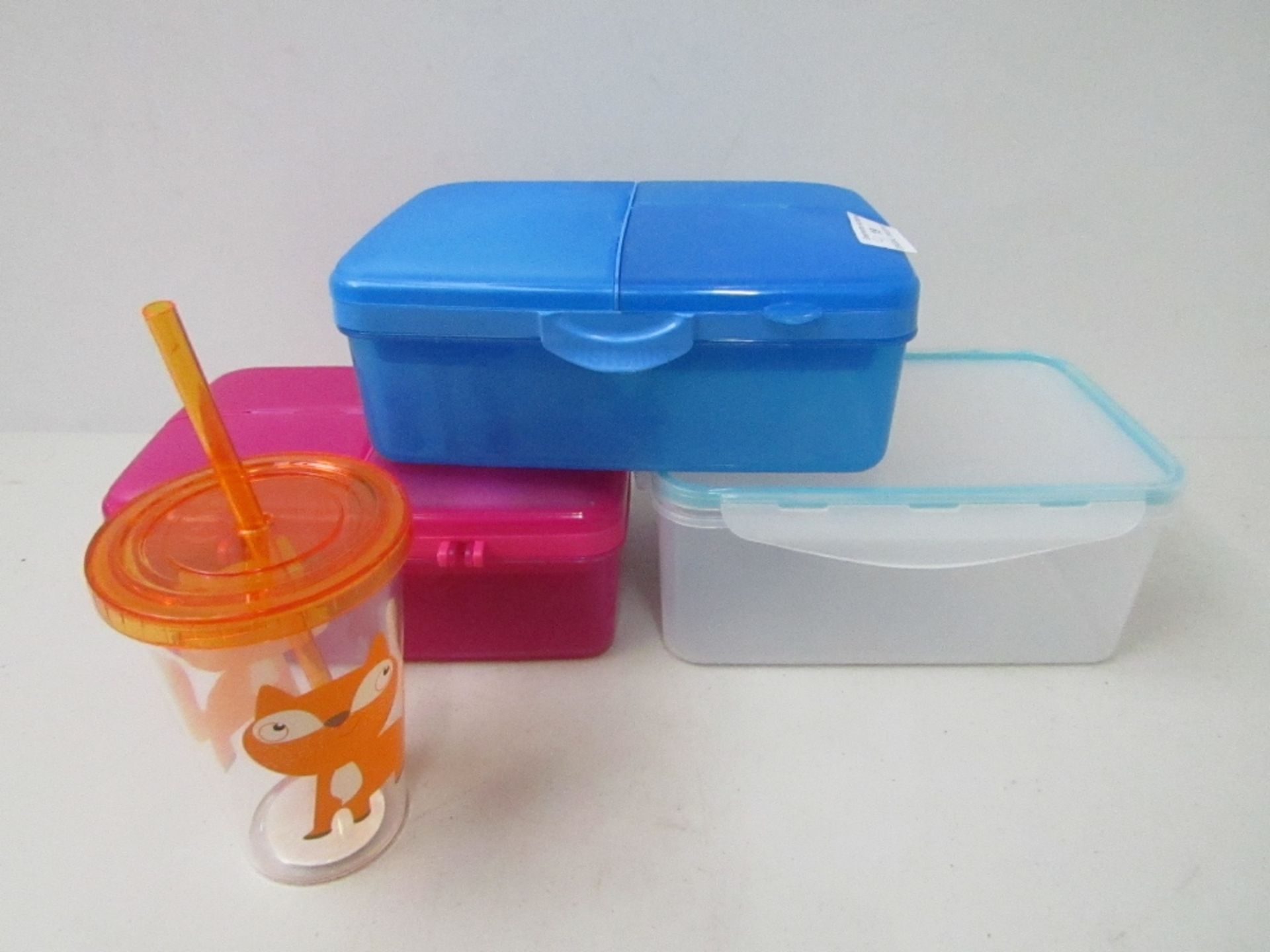 4 items being, 3x various Tupperware dishes see picture for deign, George home fox tumbler.