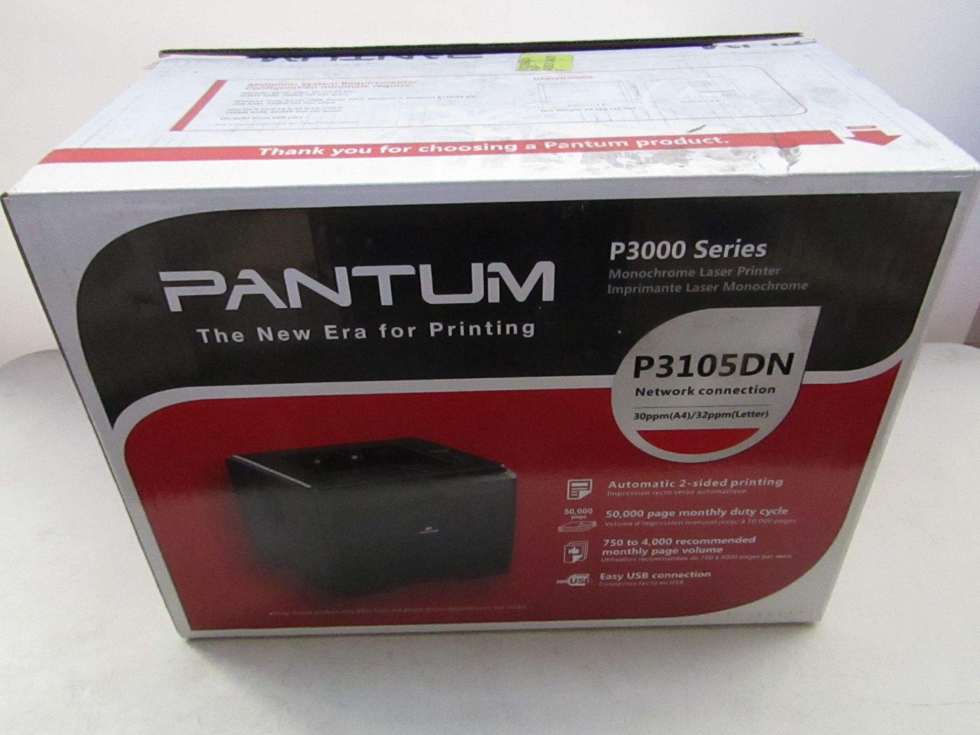 Pantum p3000 series monochrome laser printer, new and boxed.