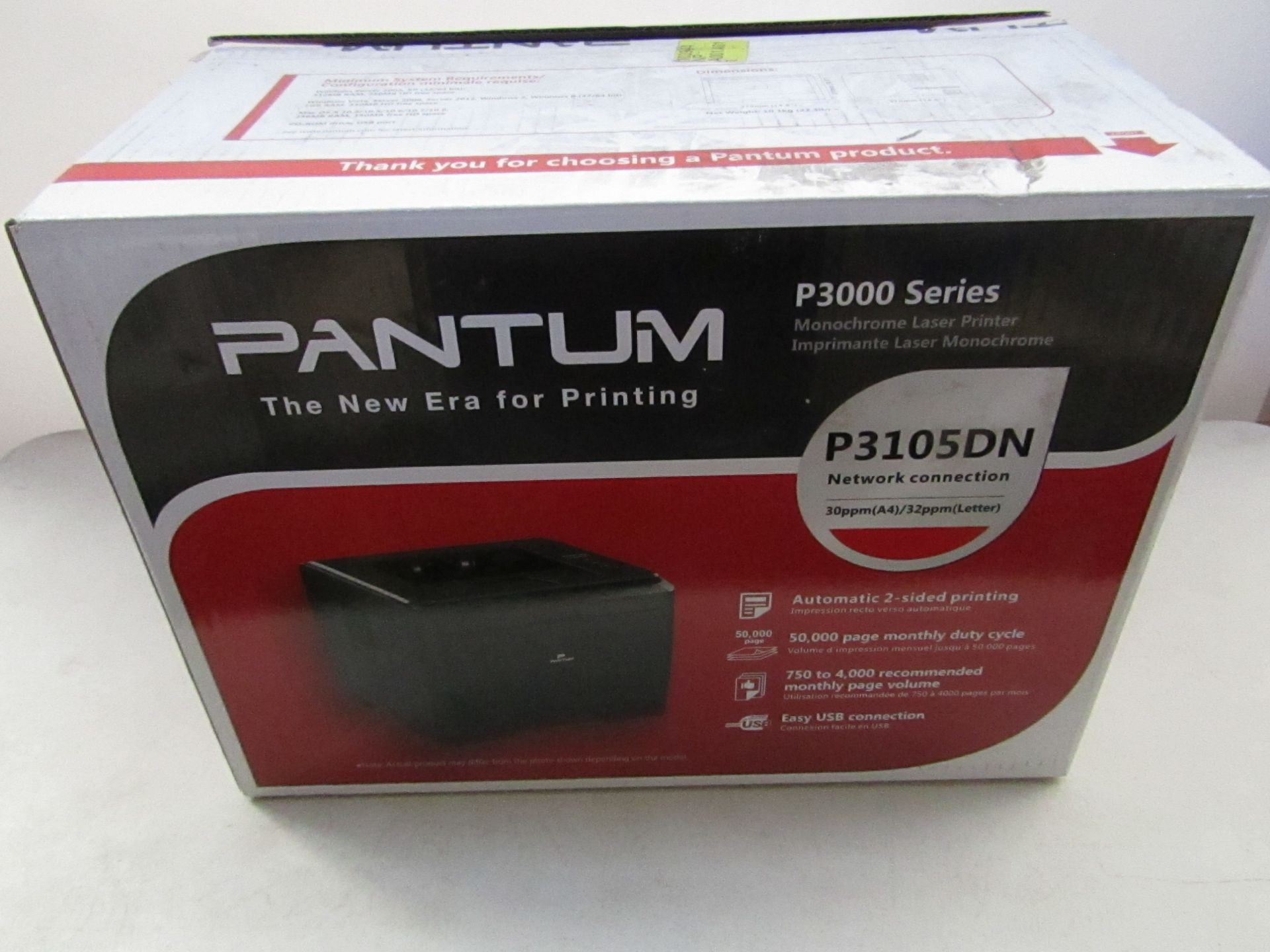 Pantum p3000 series monochrome laser printer, new and boxed.