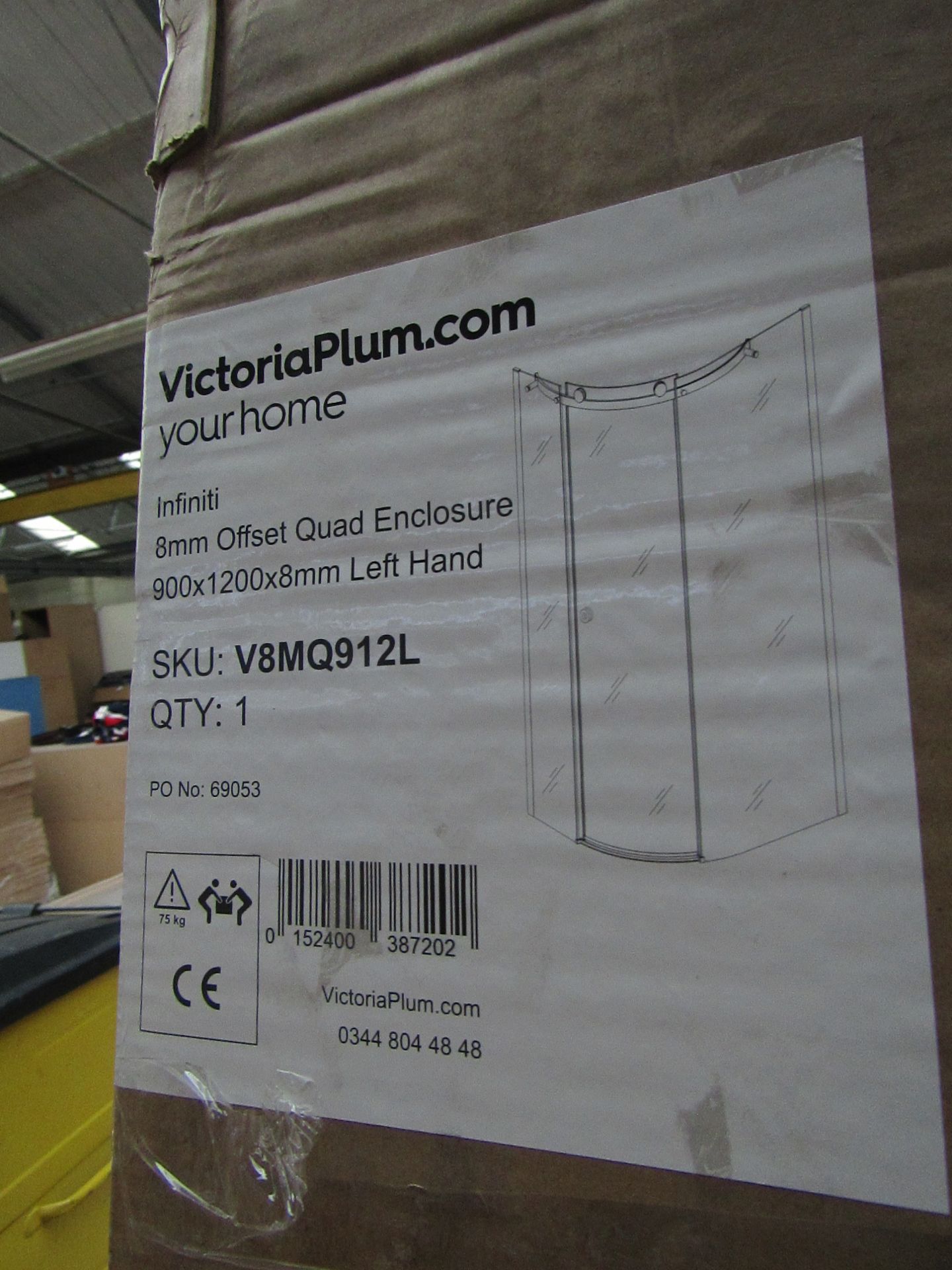 Victoria Plumb Infiniti Offset Quad Enclosure LH, 900 x 1200 x 8mm. New & Boxed.