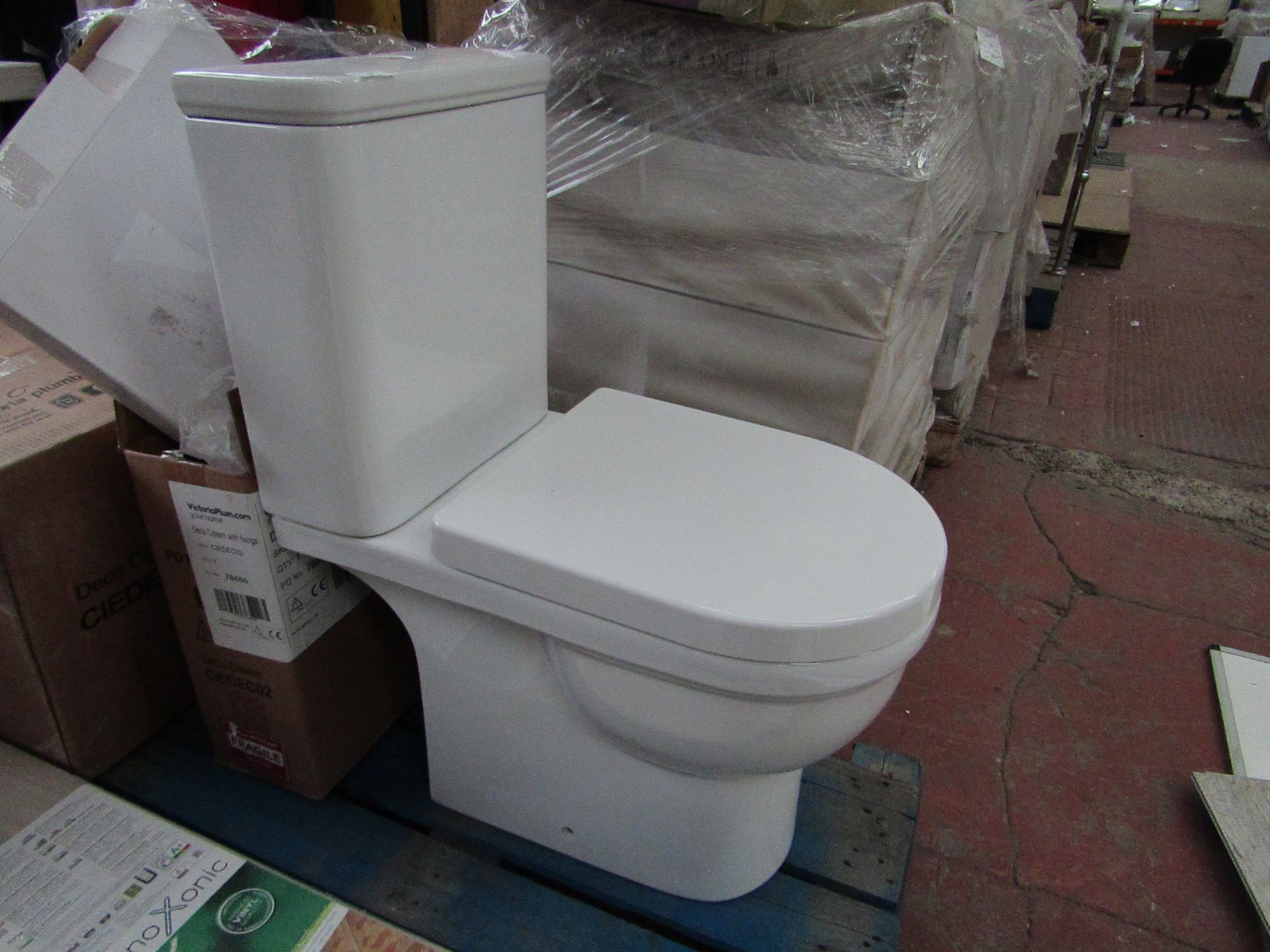 Victoria Plumb Full Toilet Set, includes: - Deco Close Coupled Toilet Pan - Deco Cistern (with flush