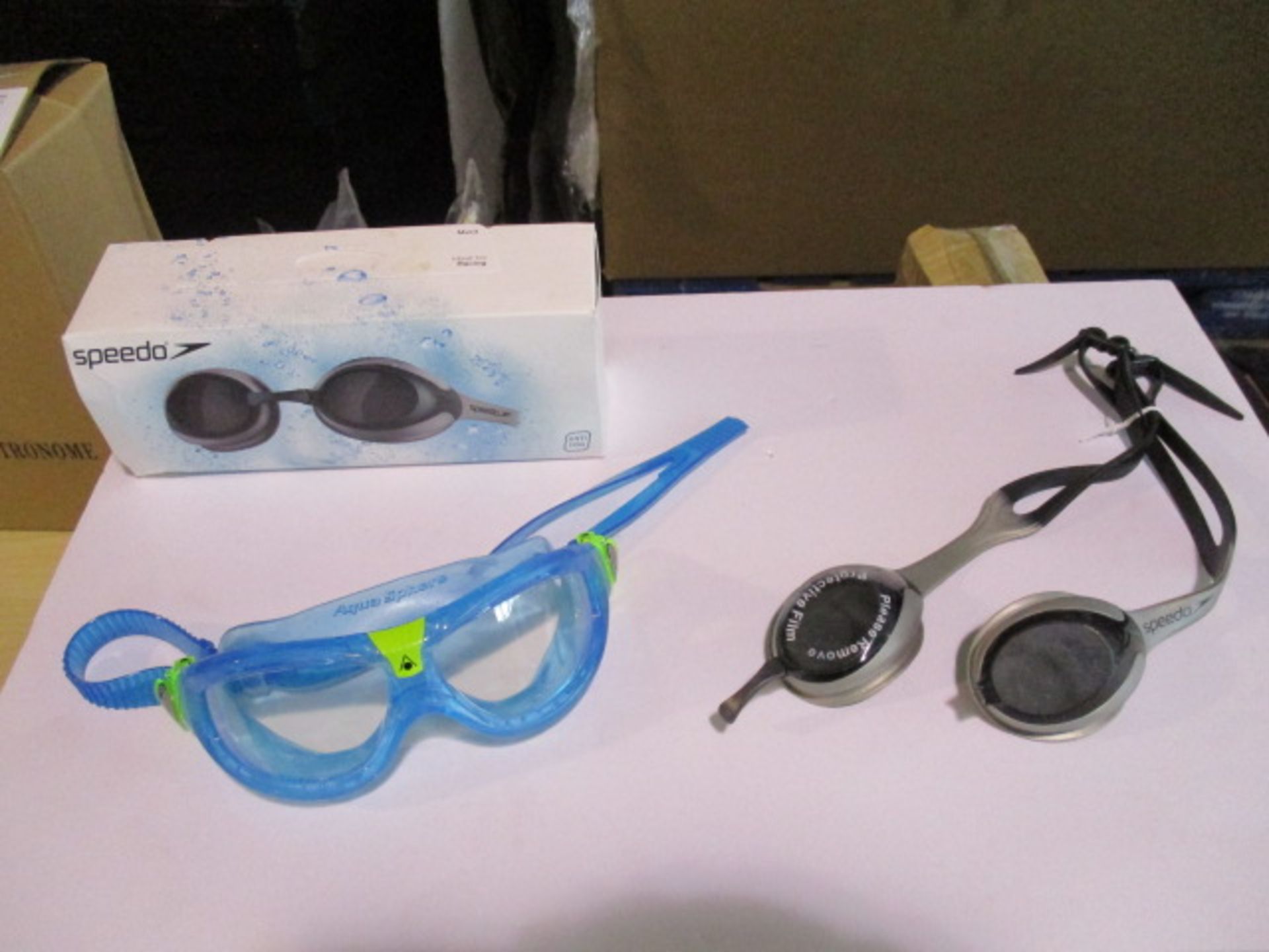 Aqua Sphere & Speedo - 2 pairs of faulty swimming goggles as pictured