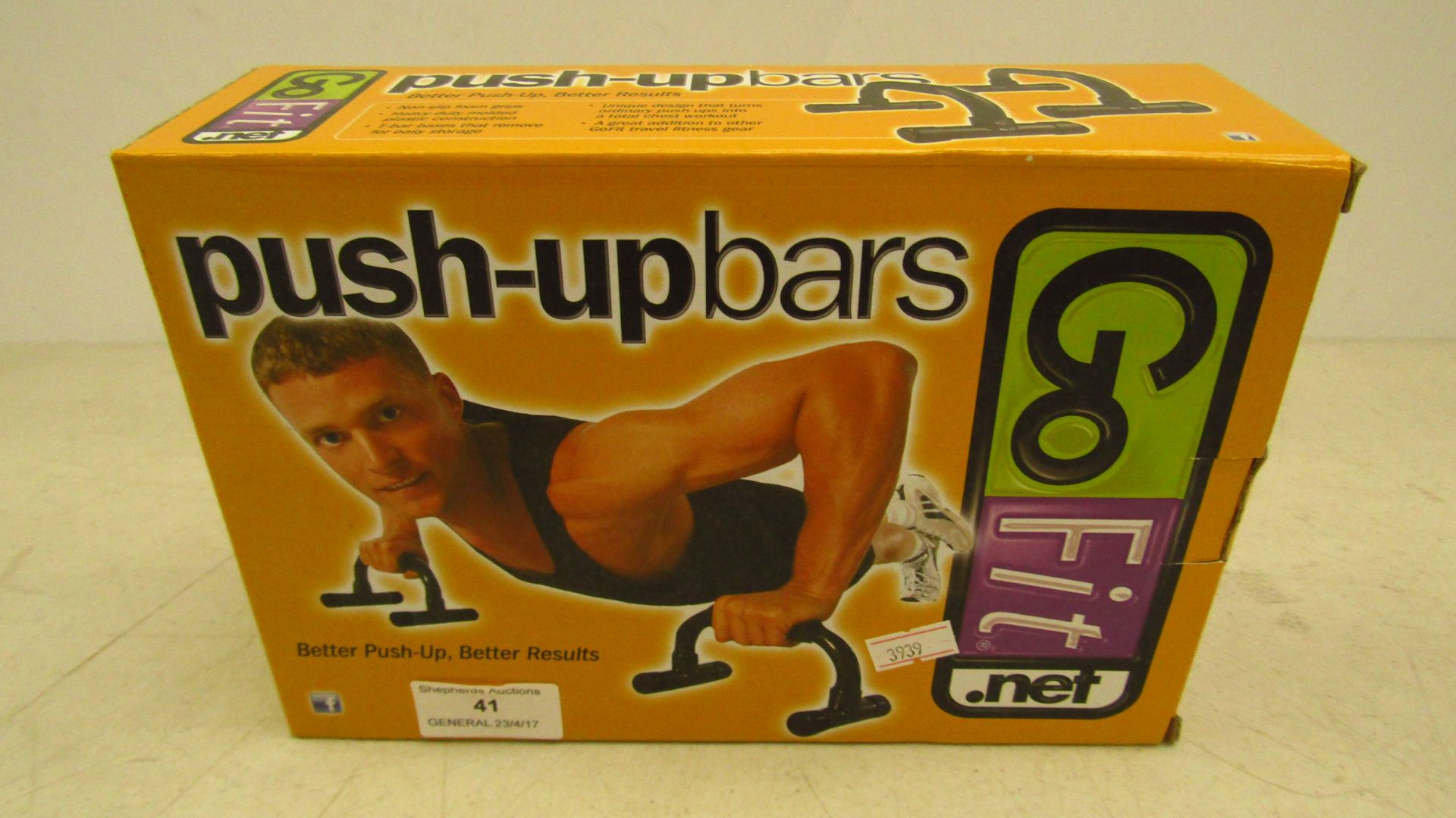 Go fit push up bars, unchecked and boxed.