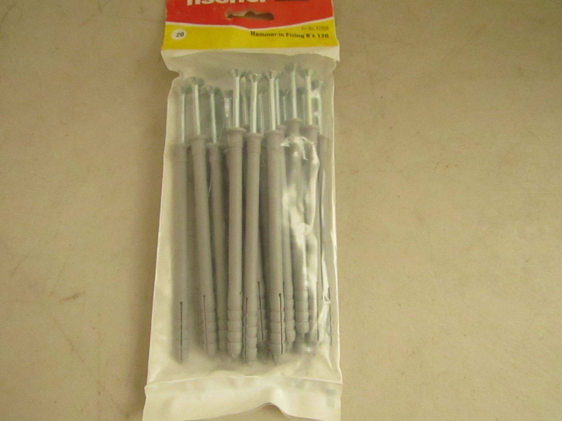 10x Packs of 20 Fischer hammer fixings 8 x 120, new.