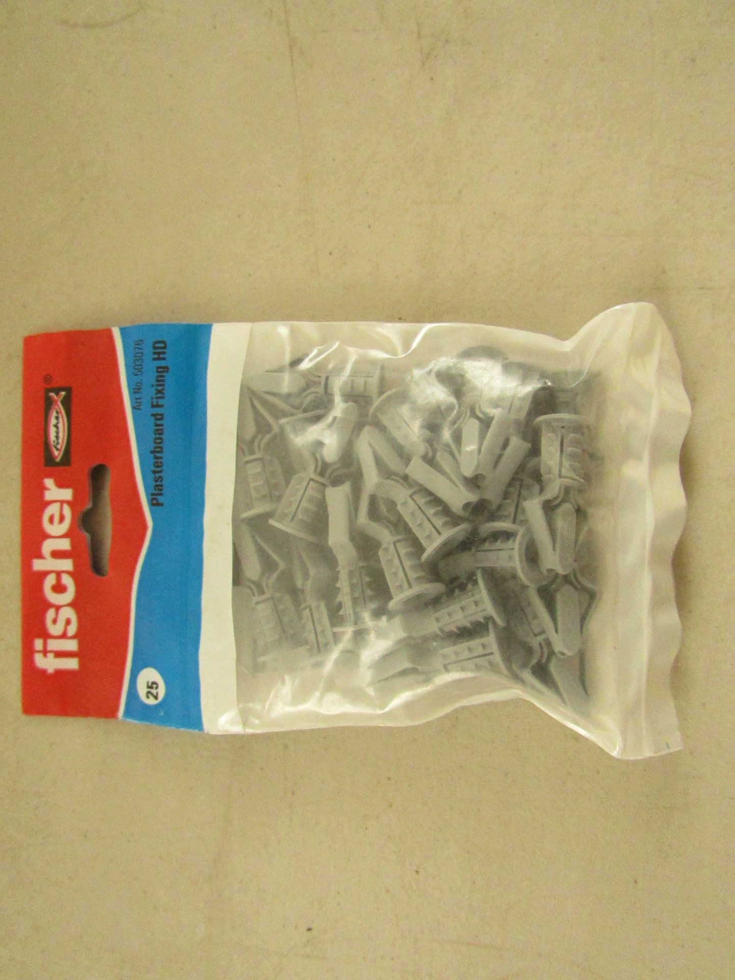 5x Packs of 25 Fischer plasterboard fixings, all new and packaged.