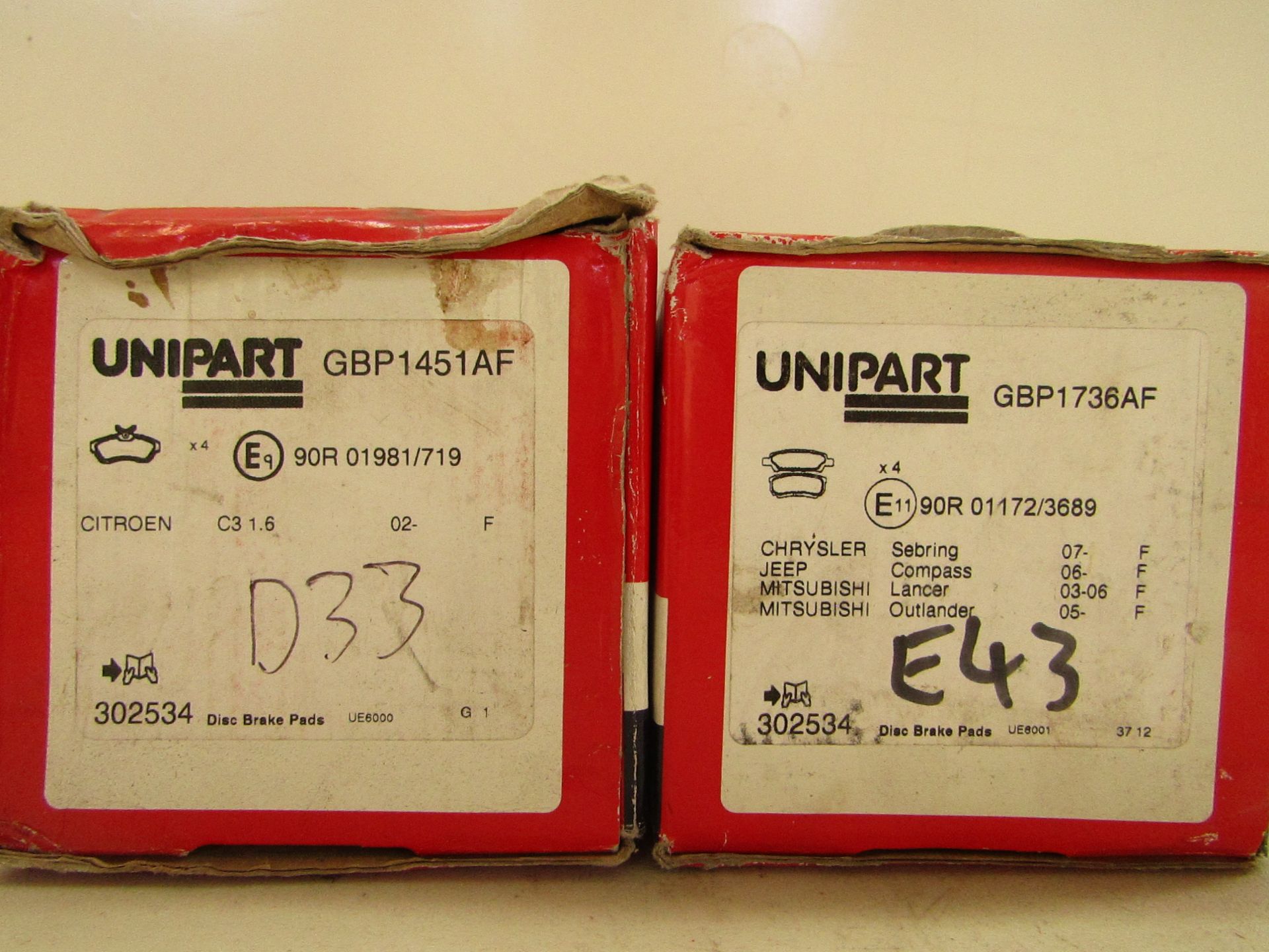 Unipart GBP1451AF set of 4 brake discs for Citroen C3 and GBP1736AF set of 4 brake discs for