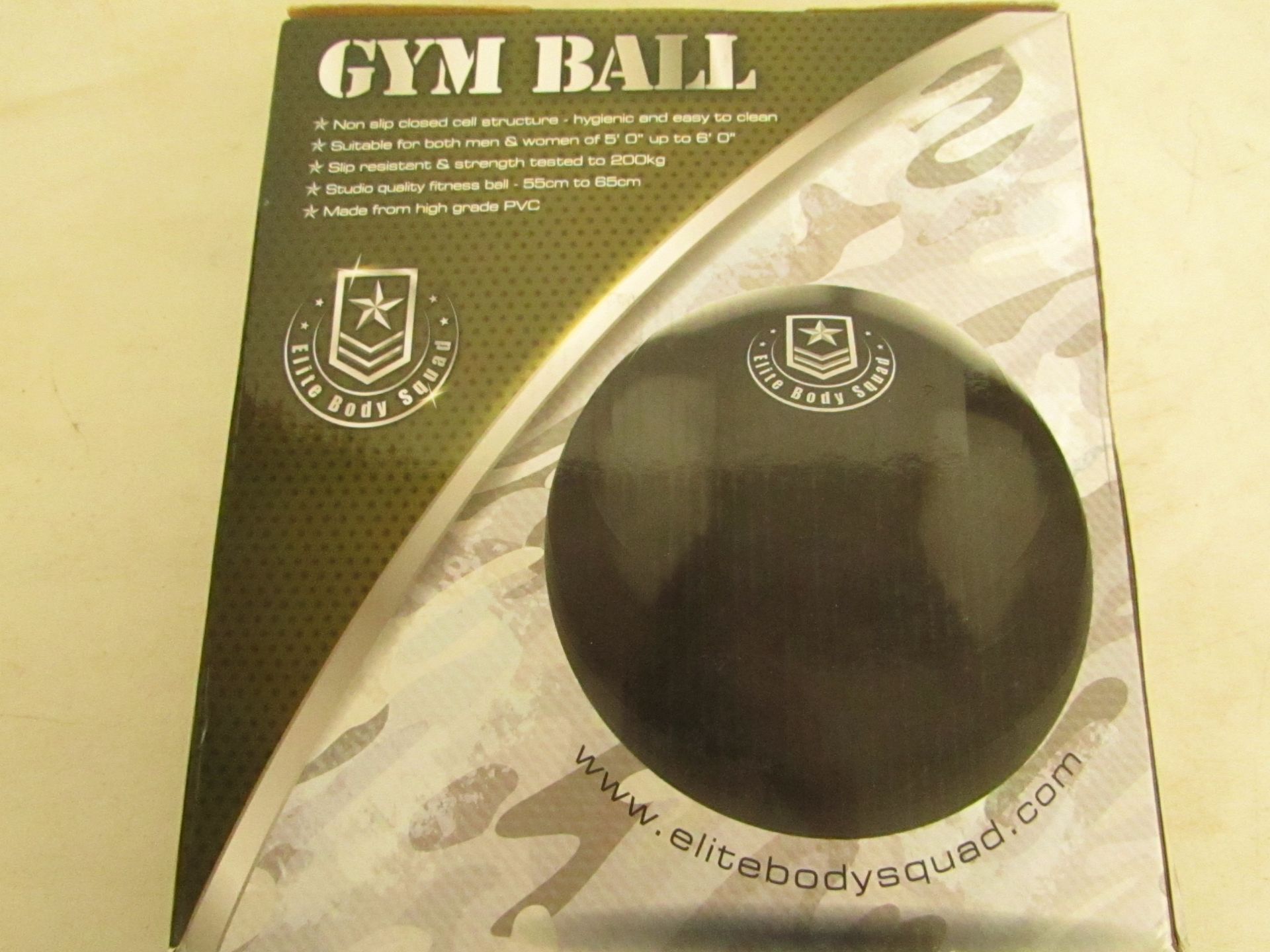 Elite body squad gym ball, unchecked and boxed.