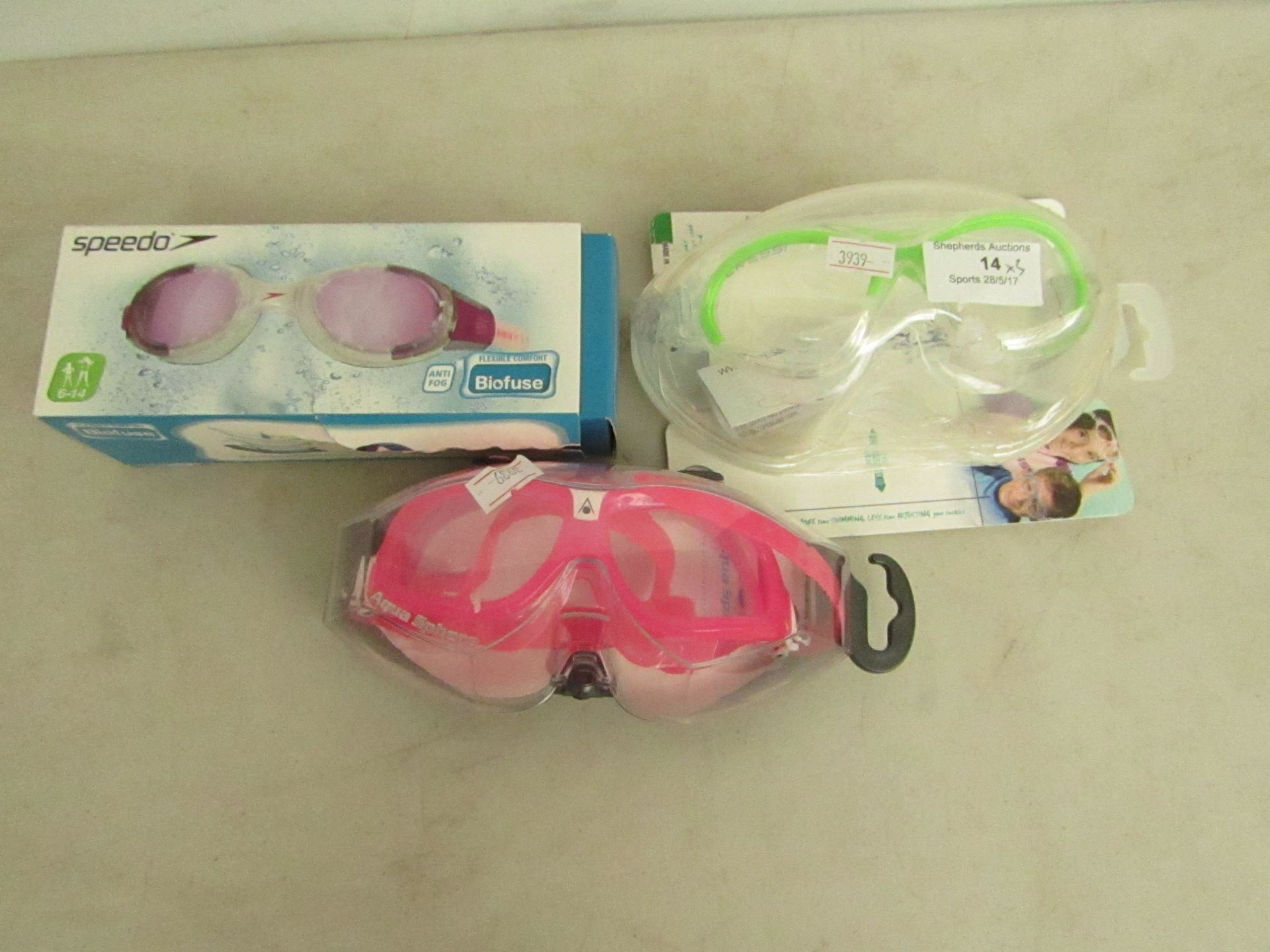 3x Various branded swimming goggles, new and packaged.