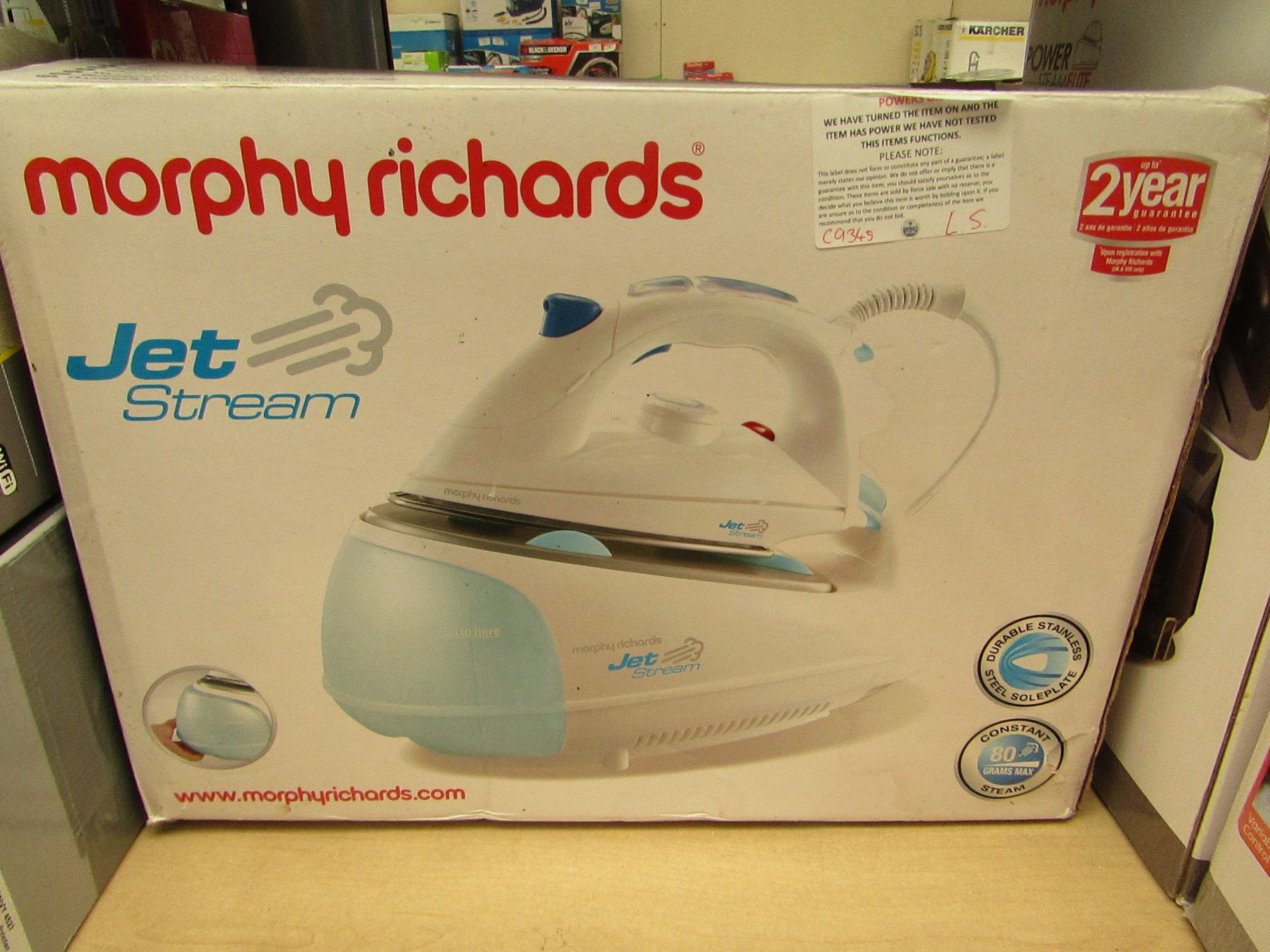 Morphy Richards Jet Steam, Steam generator Iron, Powers on but we haven't added water to fully