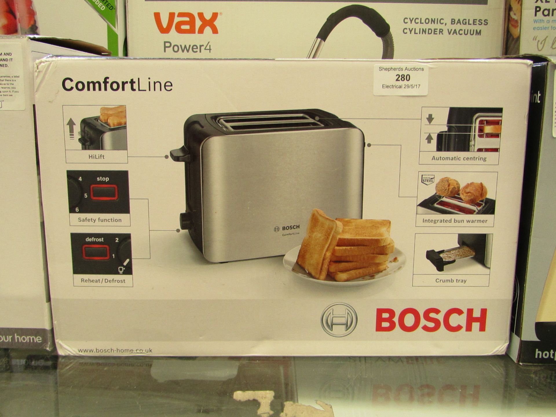 Bosch Comfort Line 2 slice toaster, tested working and Boxed