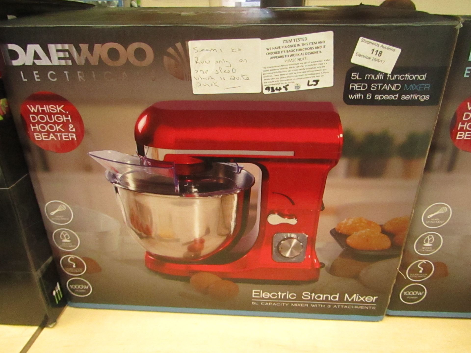 Daewoo 5Ltr Electric stand Mixer, working But only on full speed, Boxed