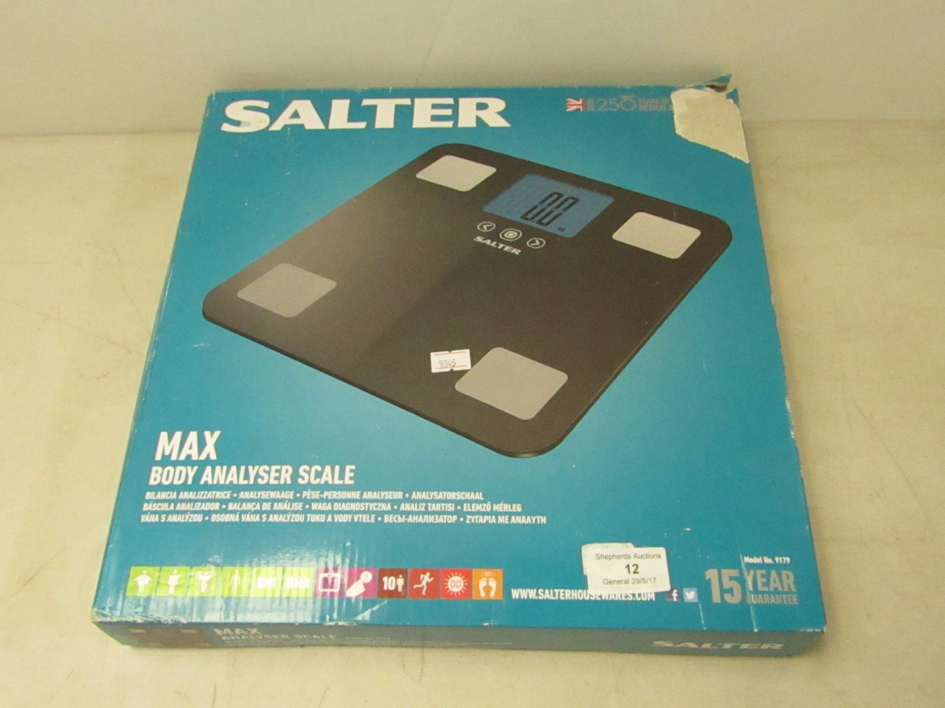 Salter max body analyser scale, unchecked and boxed.