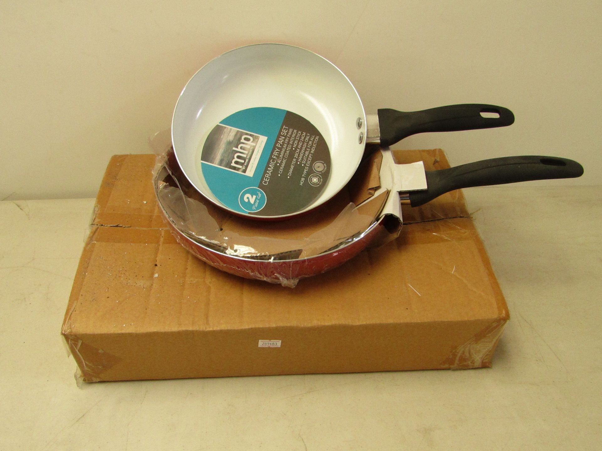 2 Piece mhp ceramic fry pan set, new and boxed.
