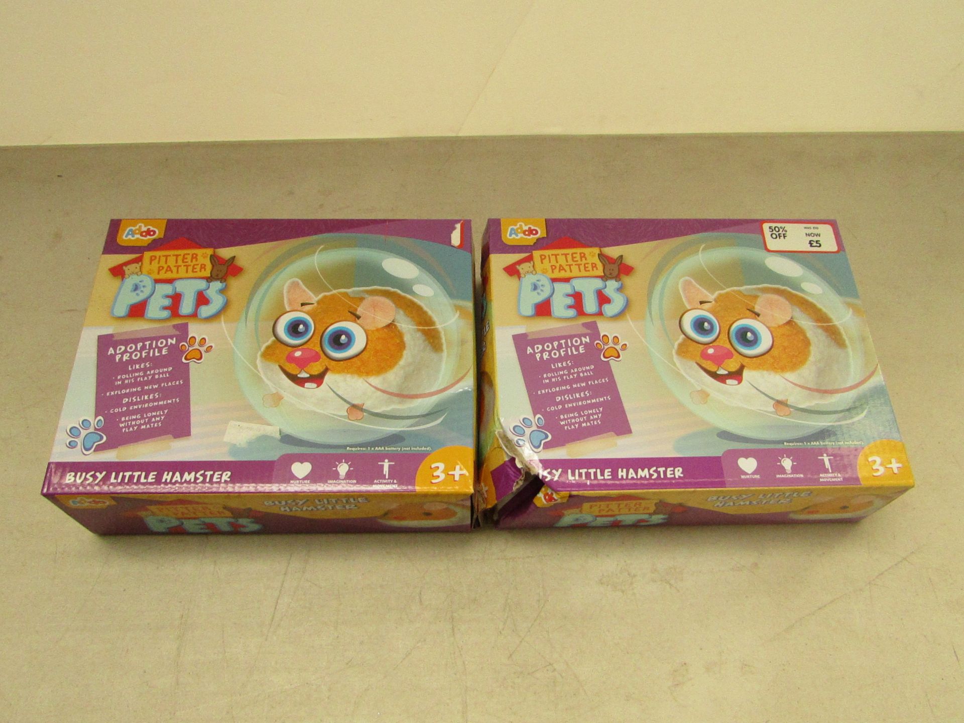 2x Pitter Patter Pets busy little hamster, all unchecked and boxed.