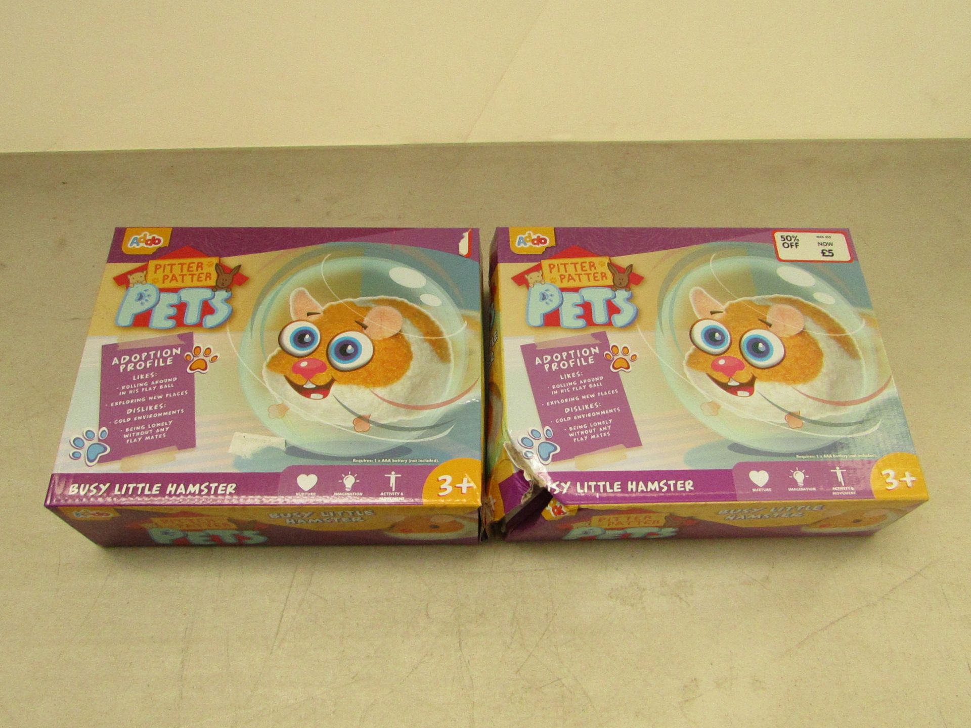 2x Pitter Patter Pets busy little hamster, all unchecked and boxed.