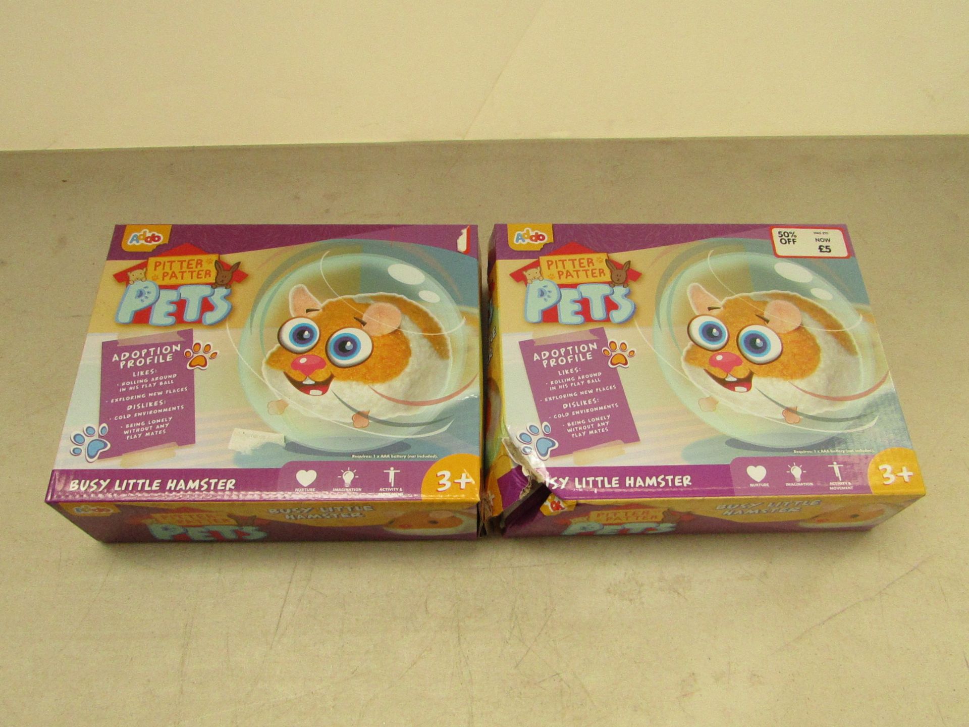 2x Pitter Patter Pets busy little hamster, all unchecked and boxed.