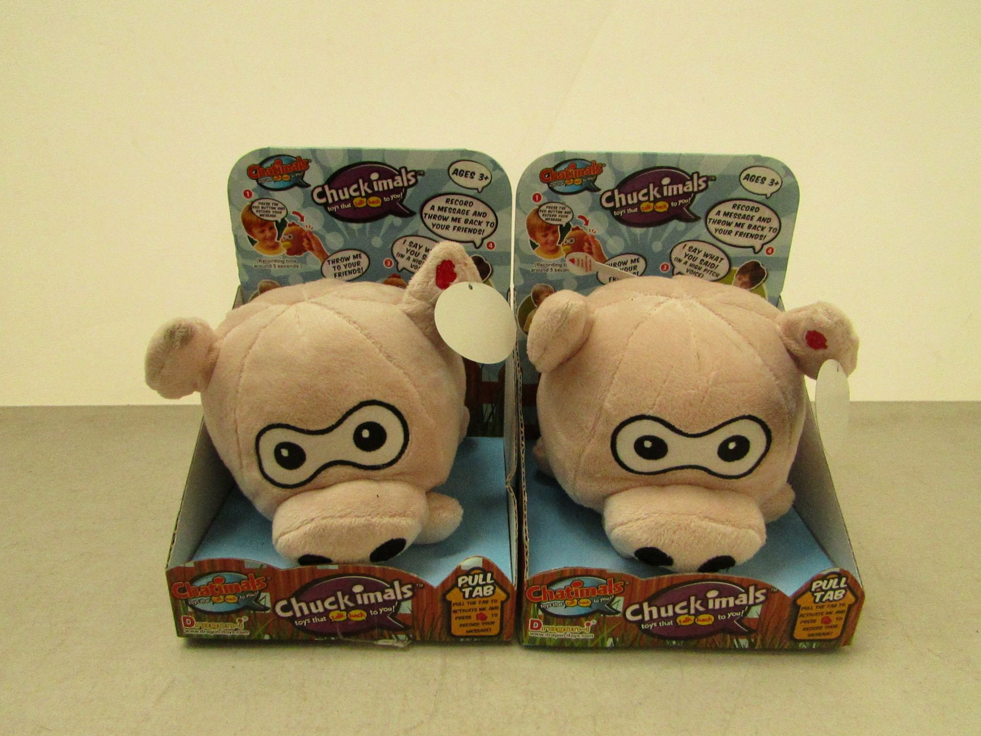 2x Chuckimals pig design, both new and in packaging.