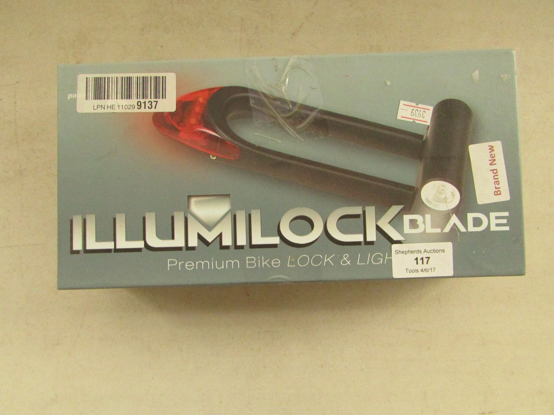 Illumilock blade bike lock and light, new and boxed.