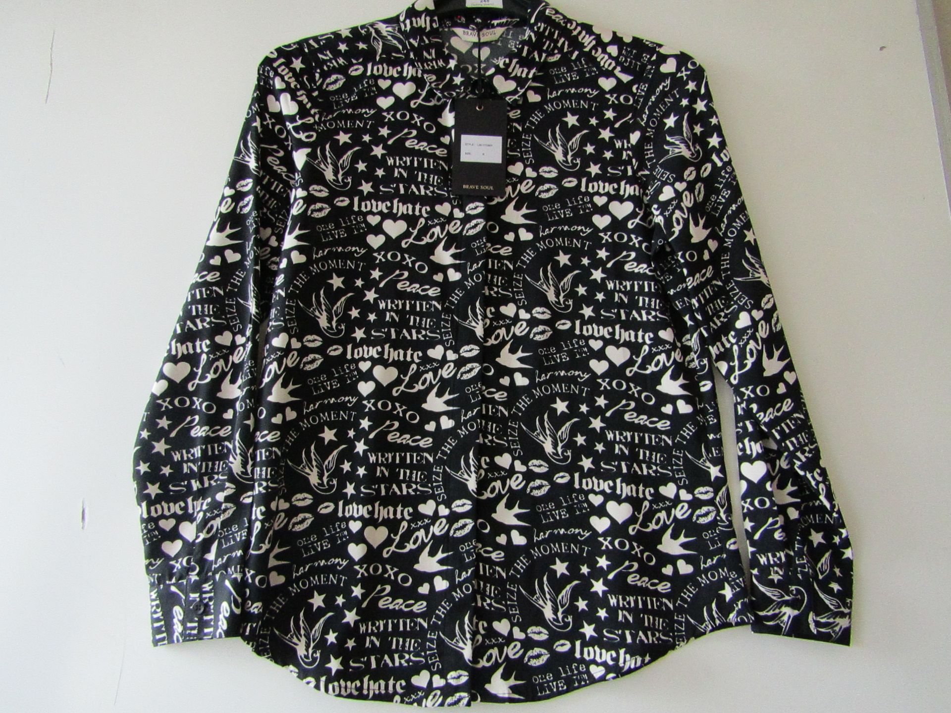 Ladies Brave Soul Black & White Shirt. New Sample. Size S