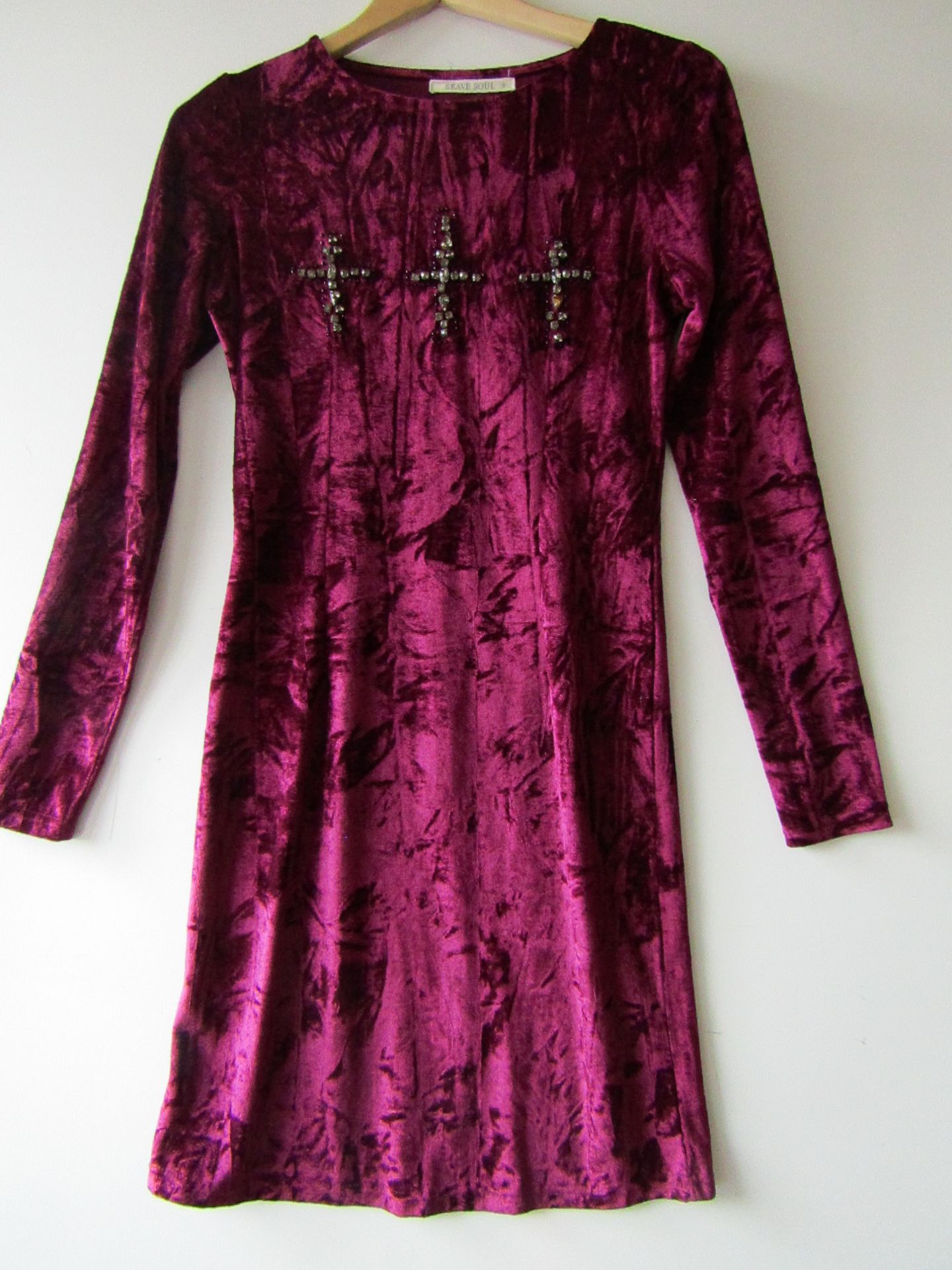 Ladies Brave Soul Long sleeved Velvet Dress. New Sample with tags. Size S