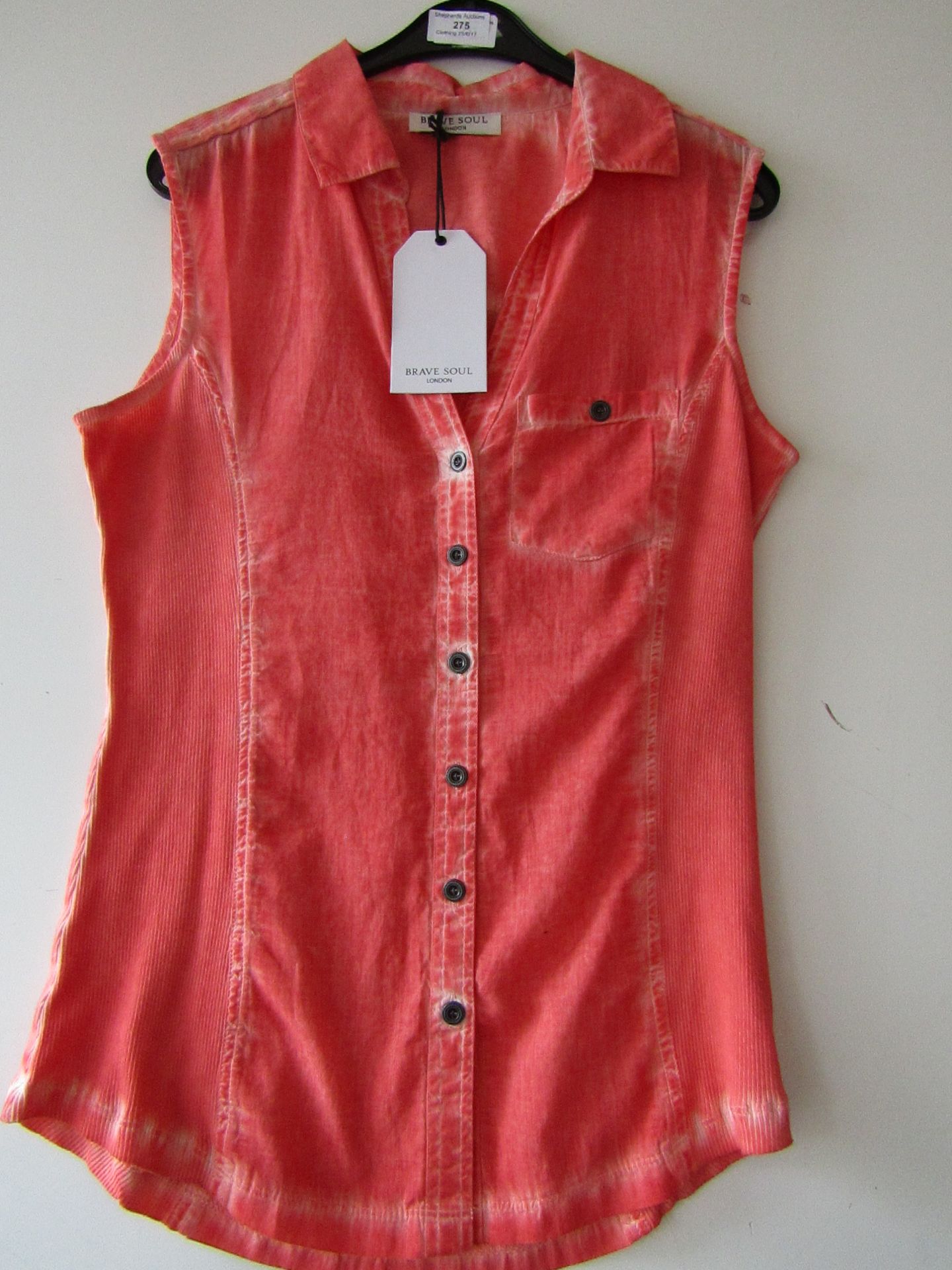 Ladies Brave Soul Distressed Sleeveless Shirt. New Sample with tags. Size S
