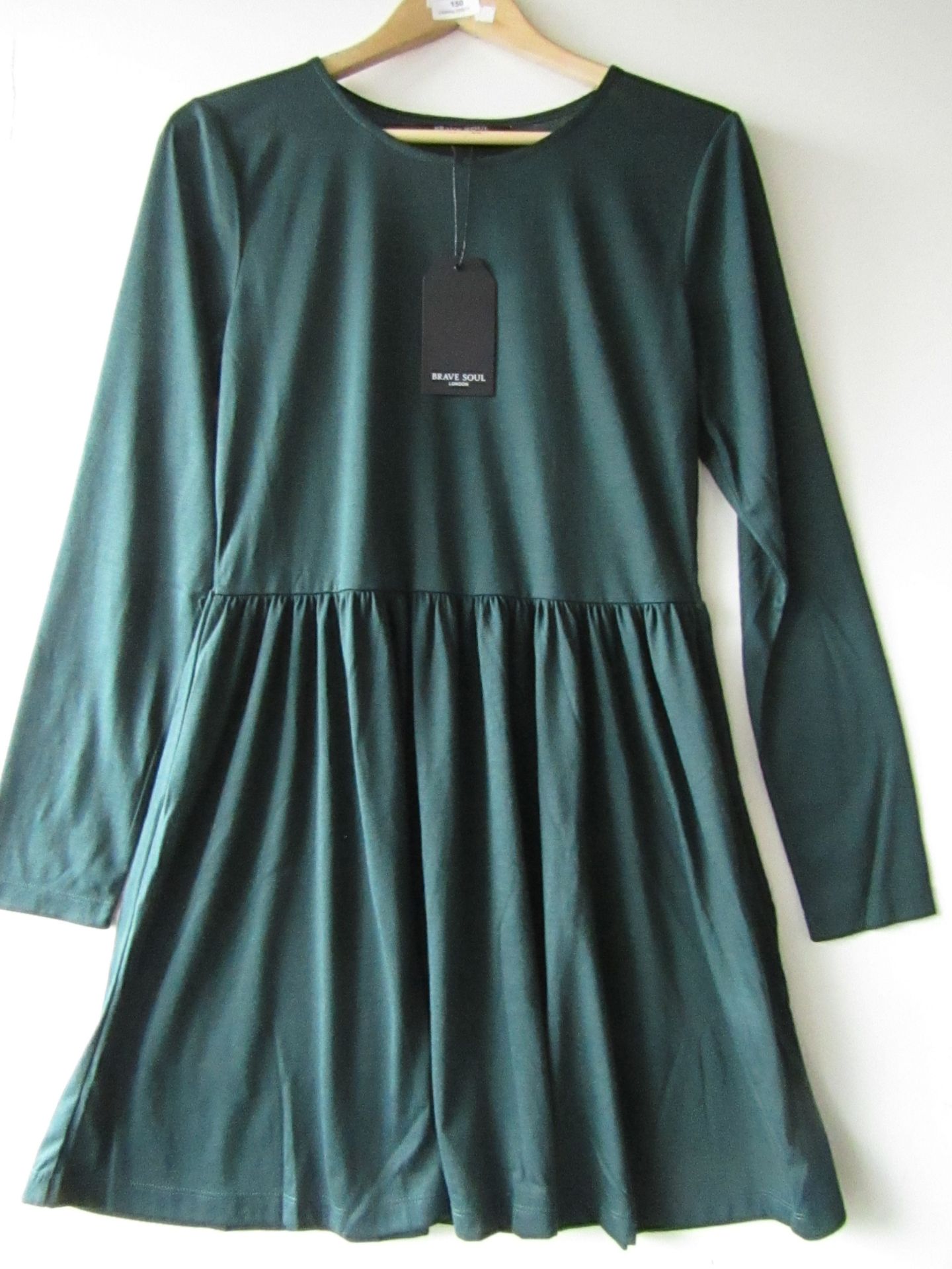 Ladies Brave Soul Green Long sleeved Dress. New Sample with Tag. Size M