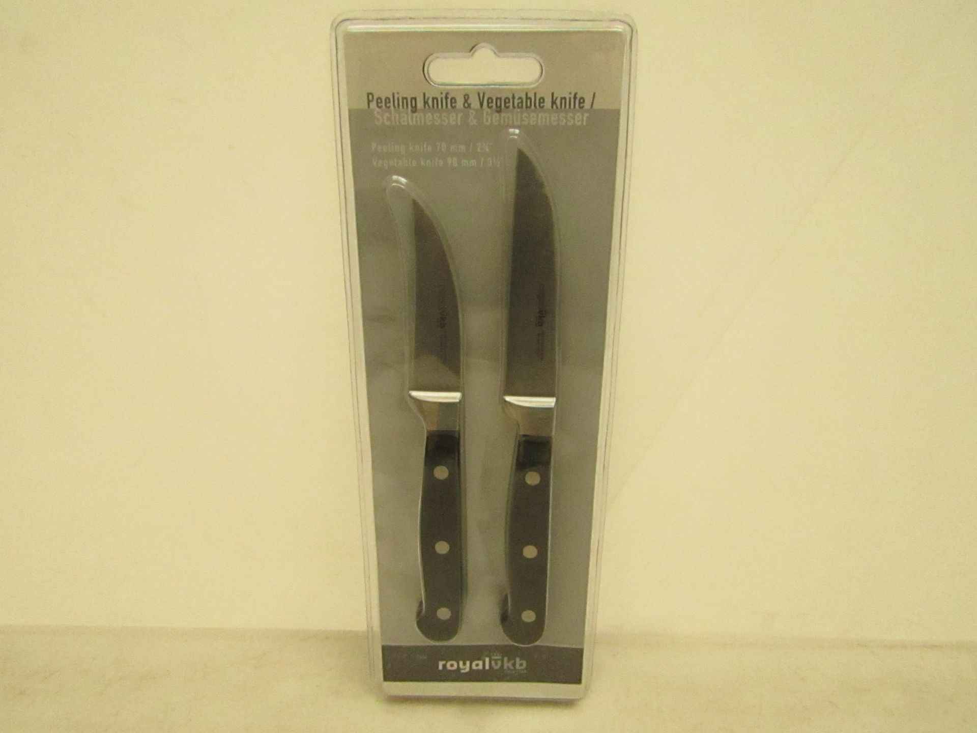 RoyalVKB peeling knife and vegetable knife, new and packaged.