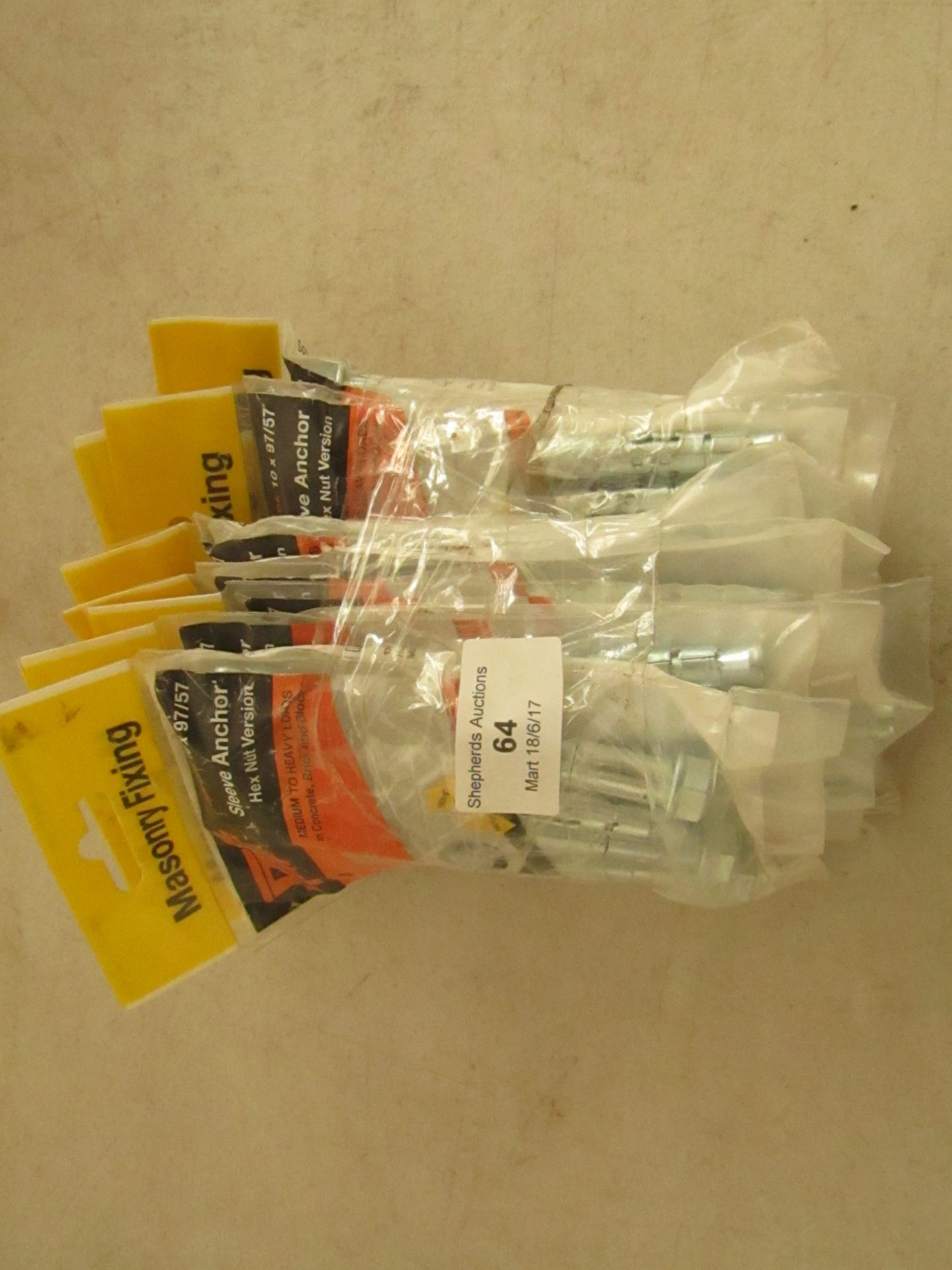 10x Packs of 4 Spit sleeve anchors, all new and packaged.