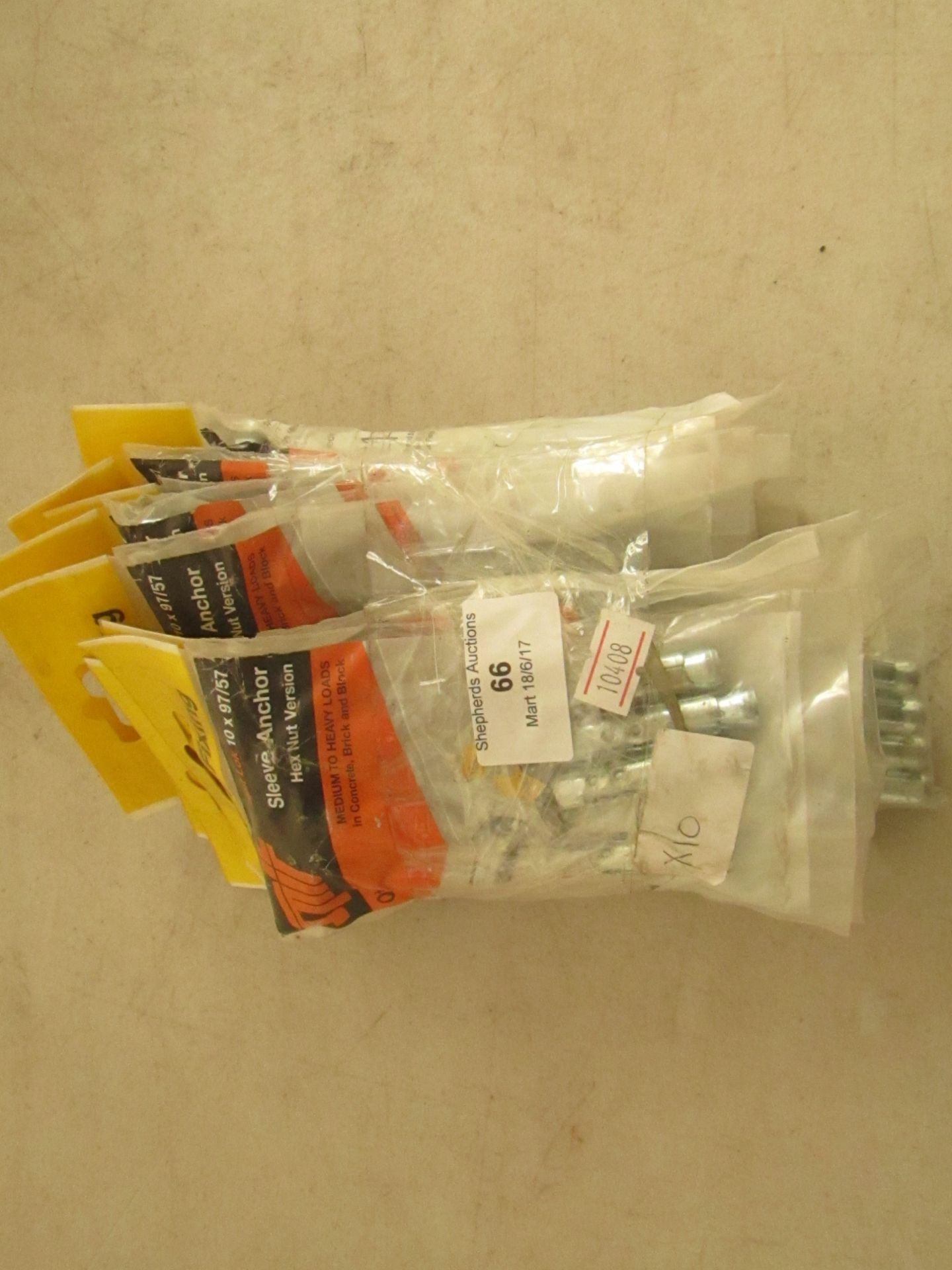 10x Packs of 4 Spit sleeve anchors, all new and packaged.