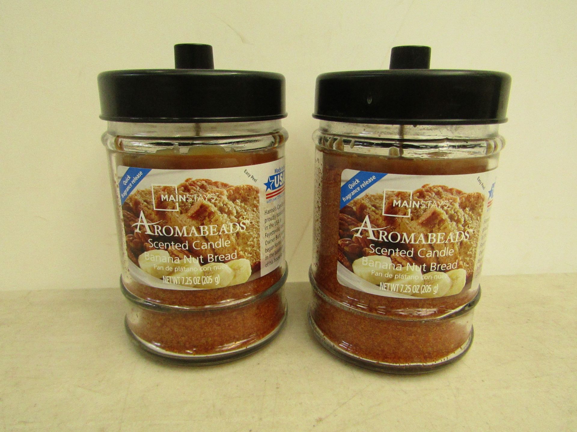 2x MainStays Aromabeads scented candles Banana Nut Bread, each jar contains 205g both new.