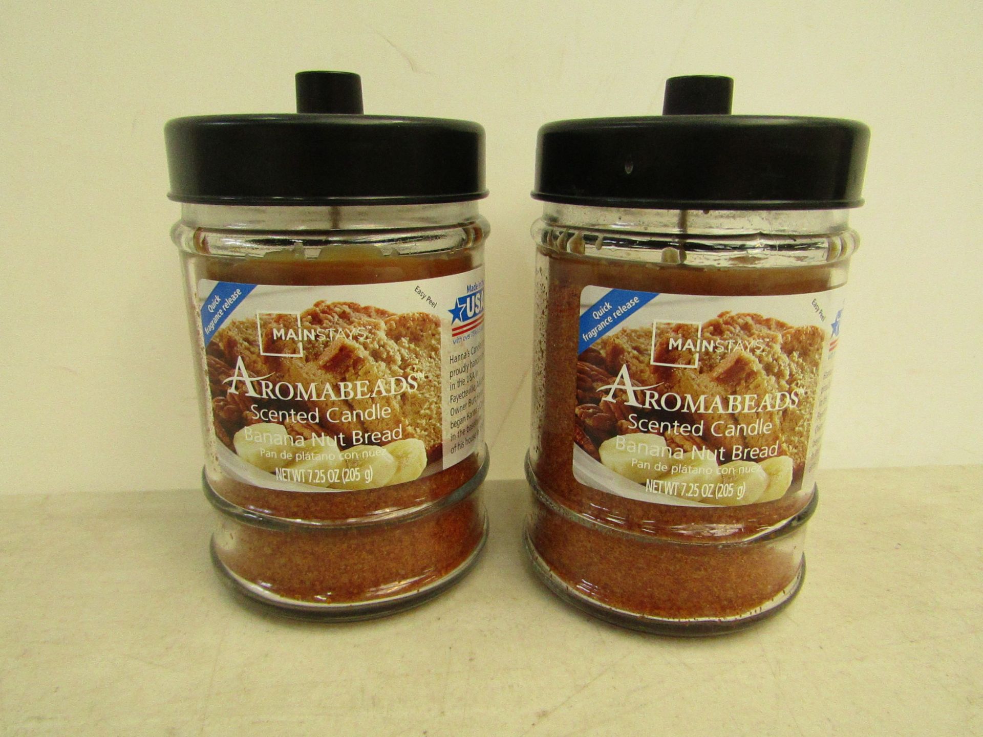 2x MainStays Aromabeads scented candles Banana Nut Bread, each jar contains 205g both new.