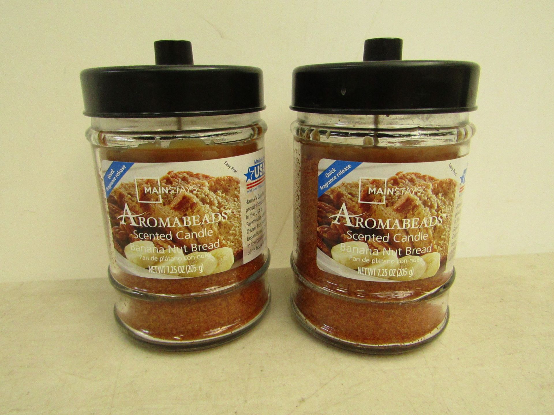 2x MainStays Aromabeads scented candles Banana Nut Bread, each jar contains 205g both new.