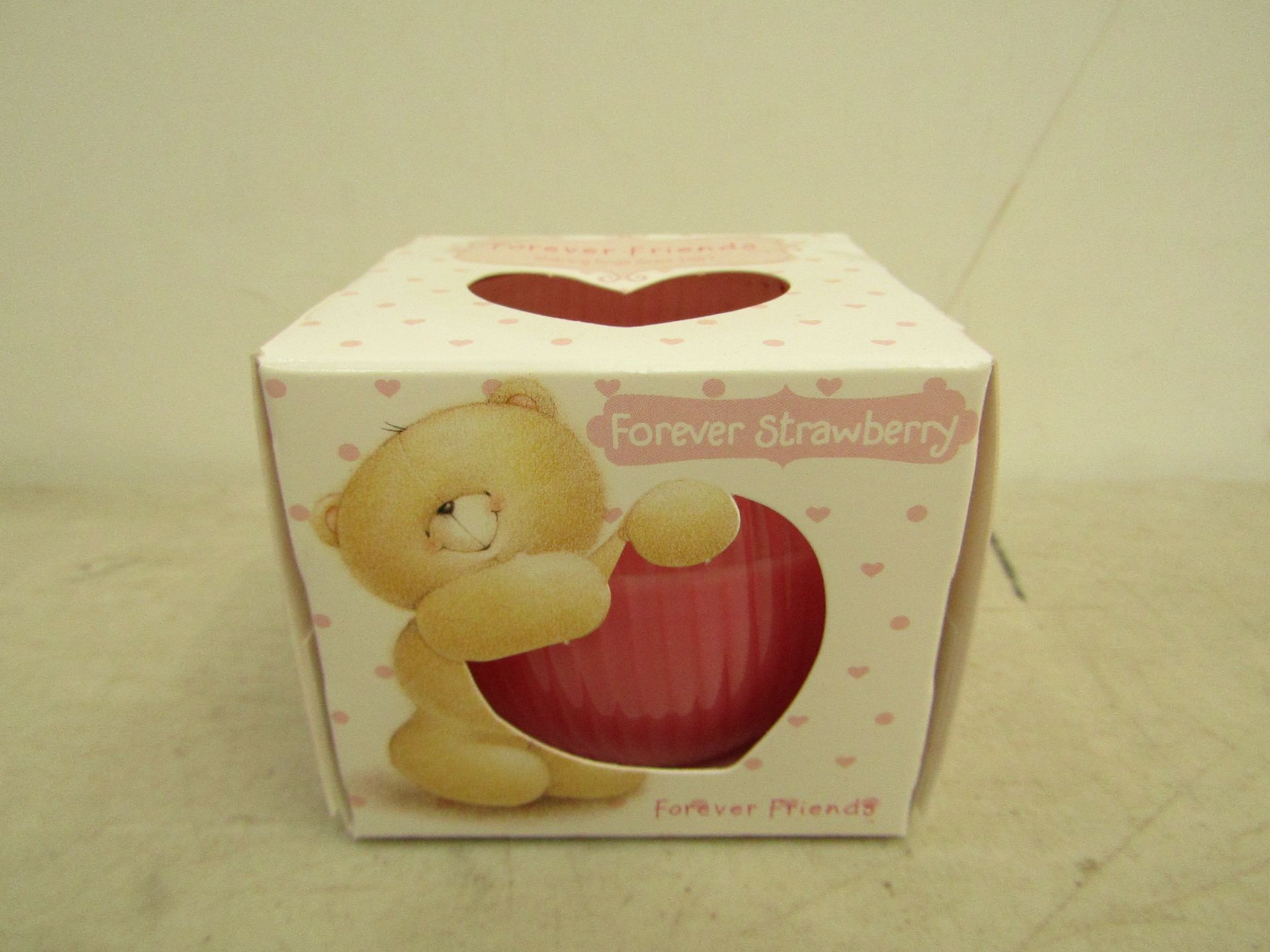 6x Forever Friends 85g strawberry scented candles, all new and in packaging.