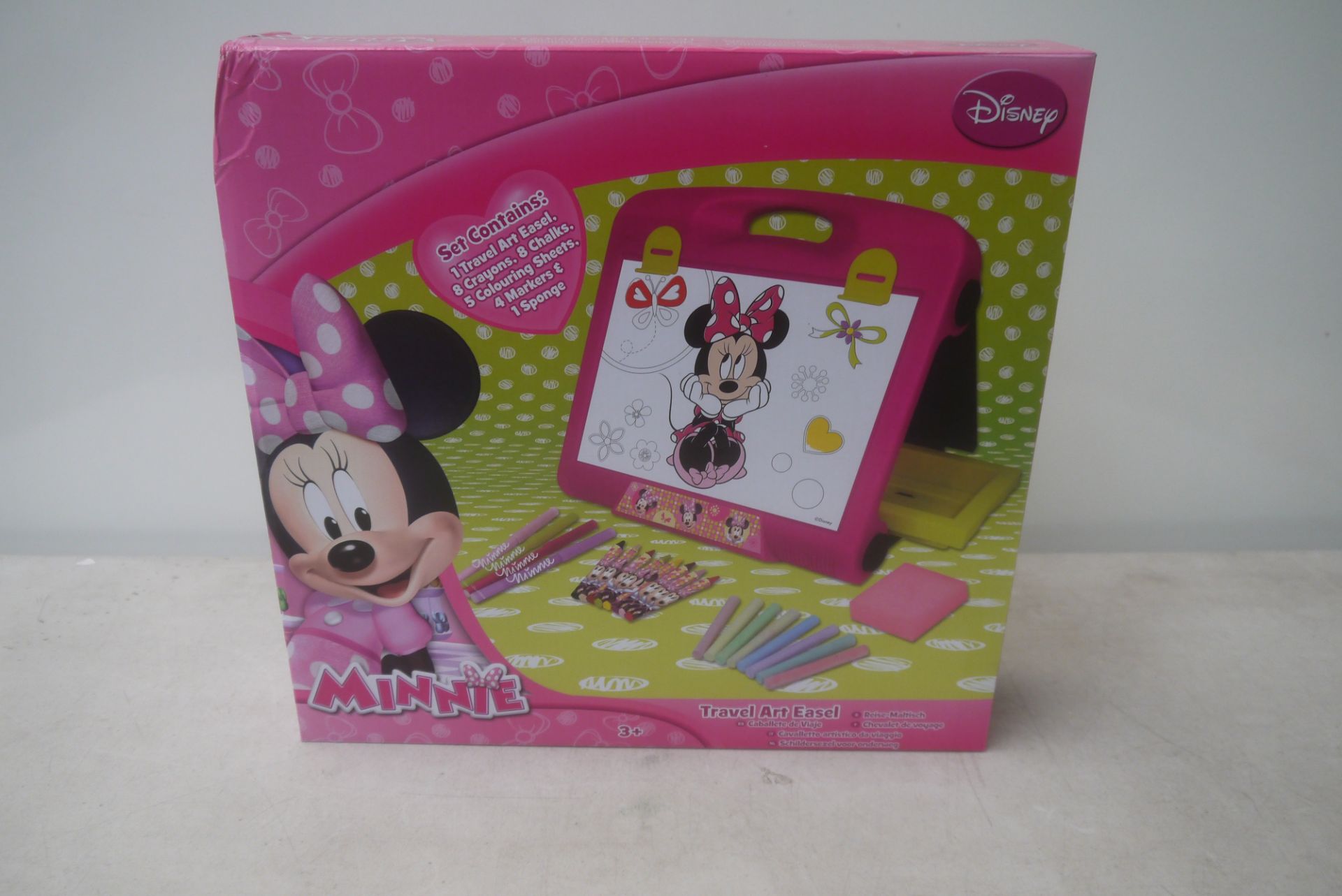 Box containing 4x Minnie Mouse travel art easel, all unchecked and boxed.