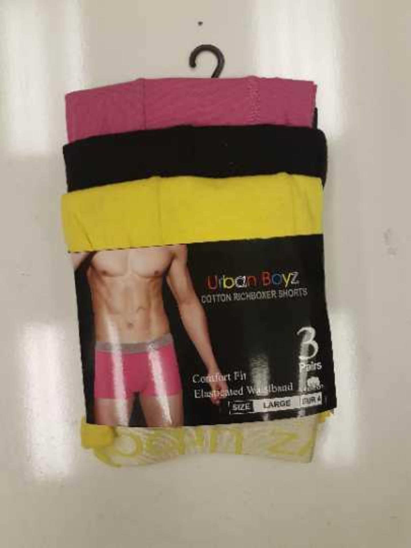 3 Pairs Of Urban Boyz Cotton Richboxer Shorts Comfort Fit with Elasticated Waist Band. Size L. New - Image 2 of 2