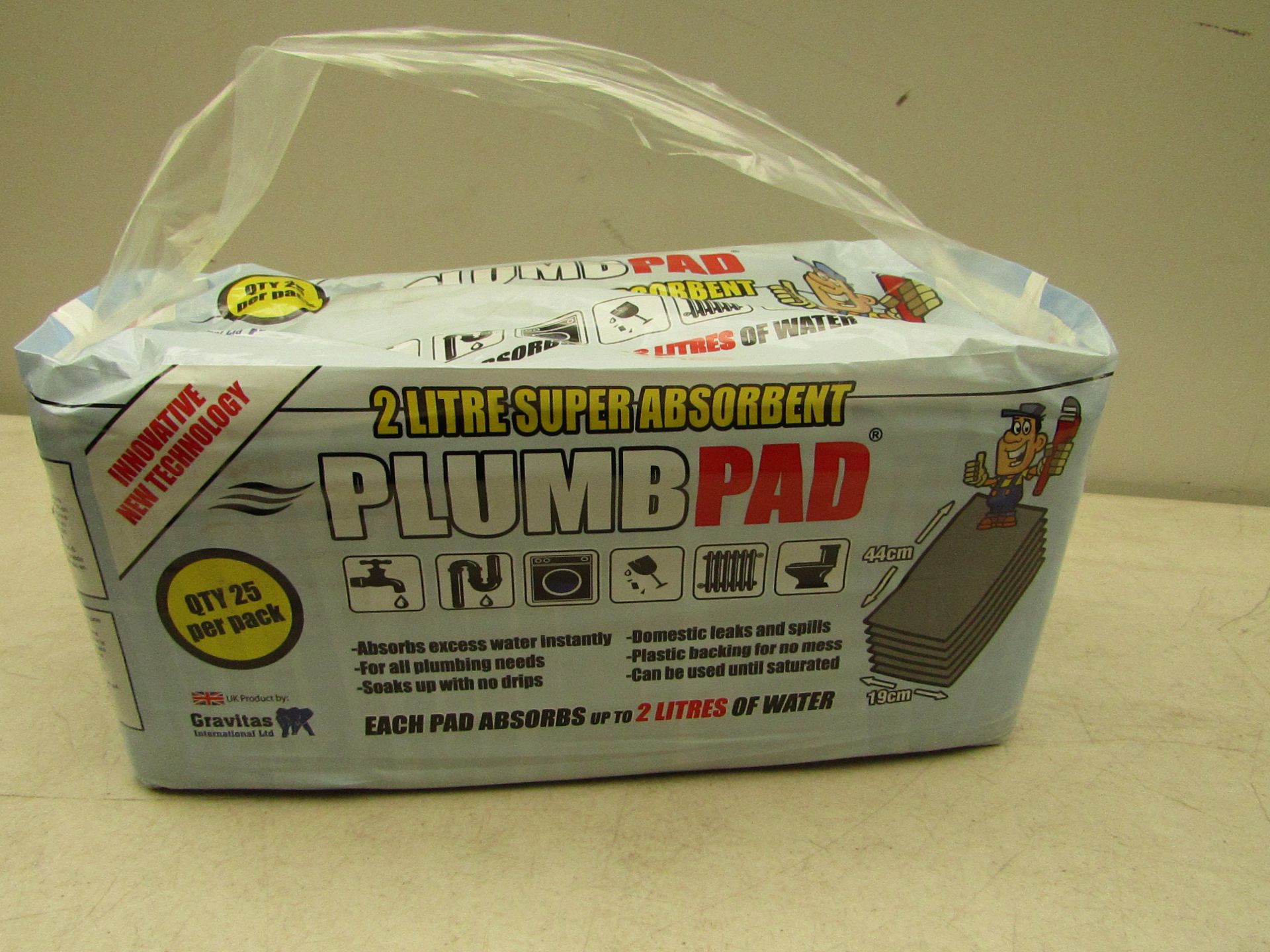 Pack of 25x Plumb Pads, new and packaged.