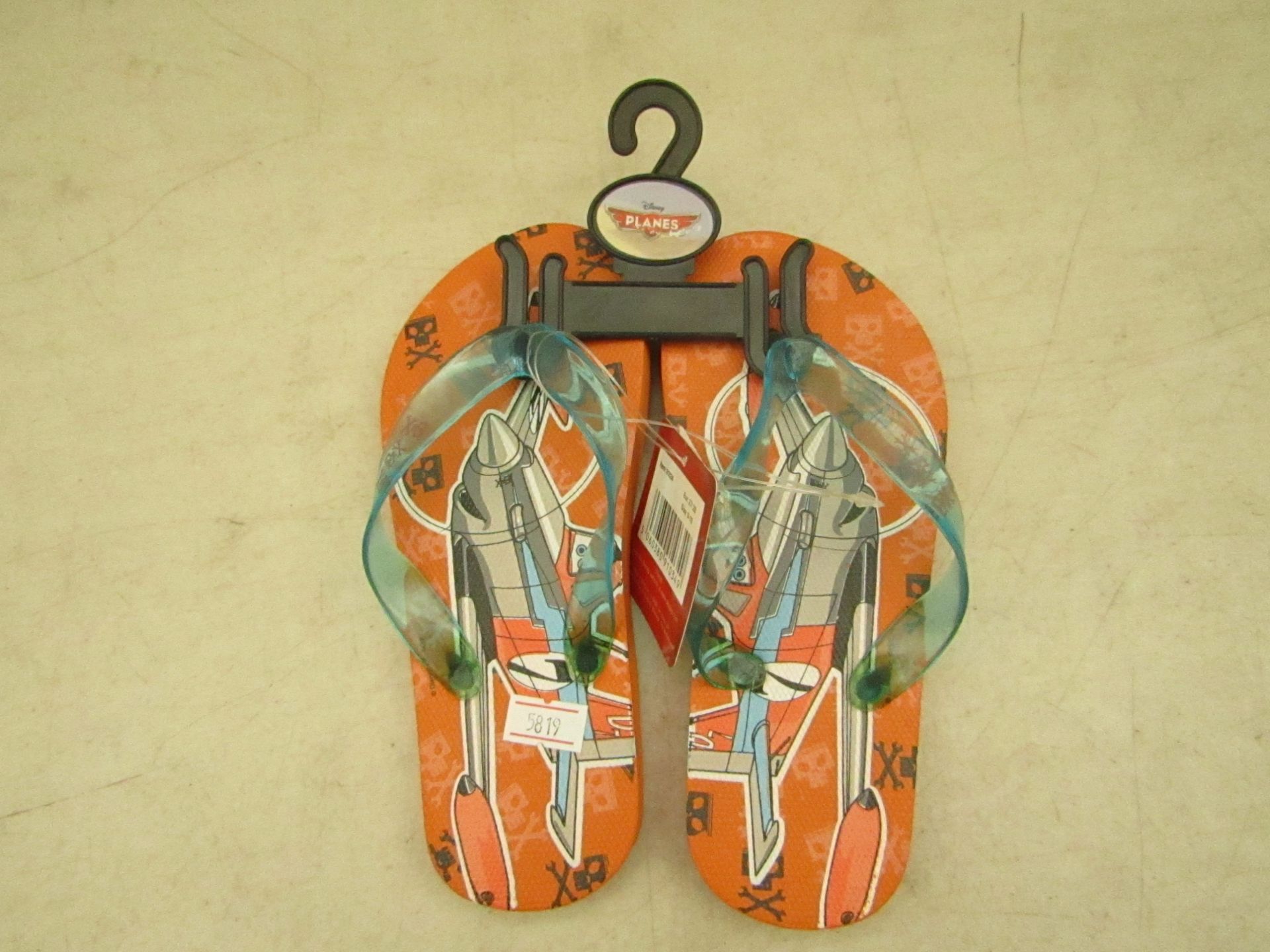 Disney Planes flip flops, 9-10, new.